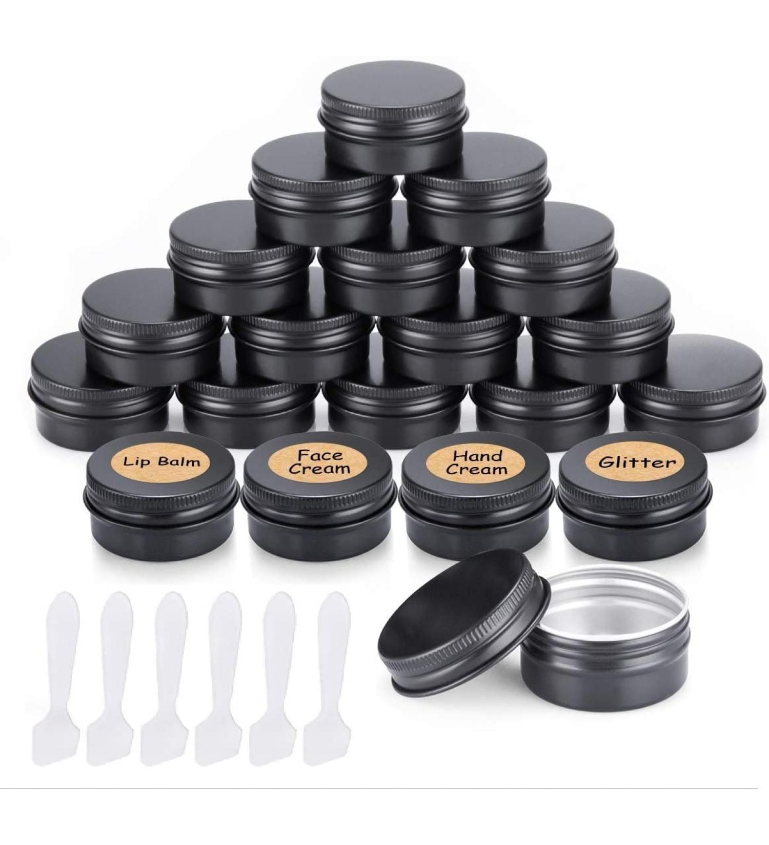 Veuwolm Aluminum Travel Cream Can (30 pcs) with Stickers - 15ml Screw Cap for Lip Balm & Cosmetics - Buy Online on SooperMarket.com