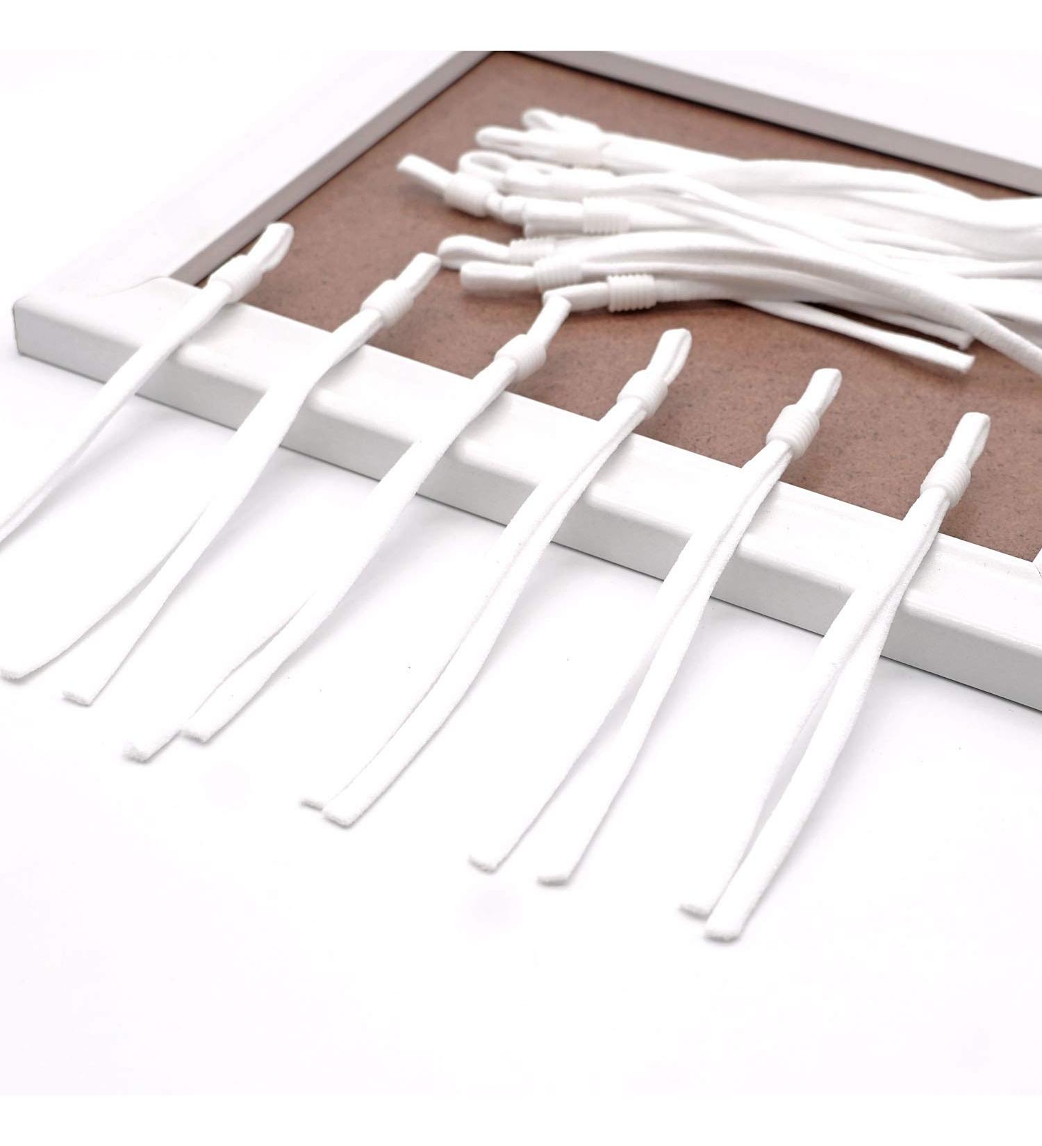 60pcs Flat Adjustable Elastic Ear Loops for Face Masks with Silicone Cord Lock - 4.92L x 1/5W - Buy Online on SooperMarket.com