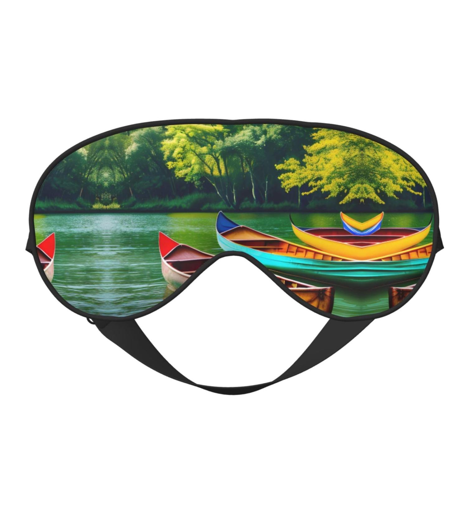 Lake with Boats Canoes Soft Sleep Eye Mask - Breathable Travel Eye Patch for Women | Relax & Unwind - Buy Online on SooperMarket.com