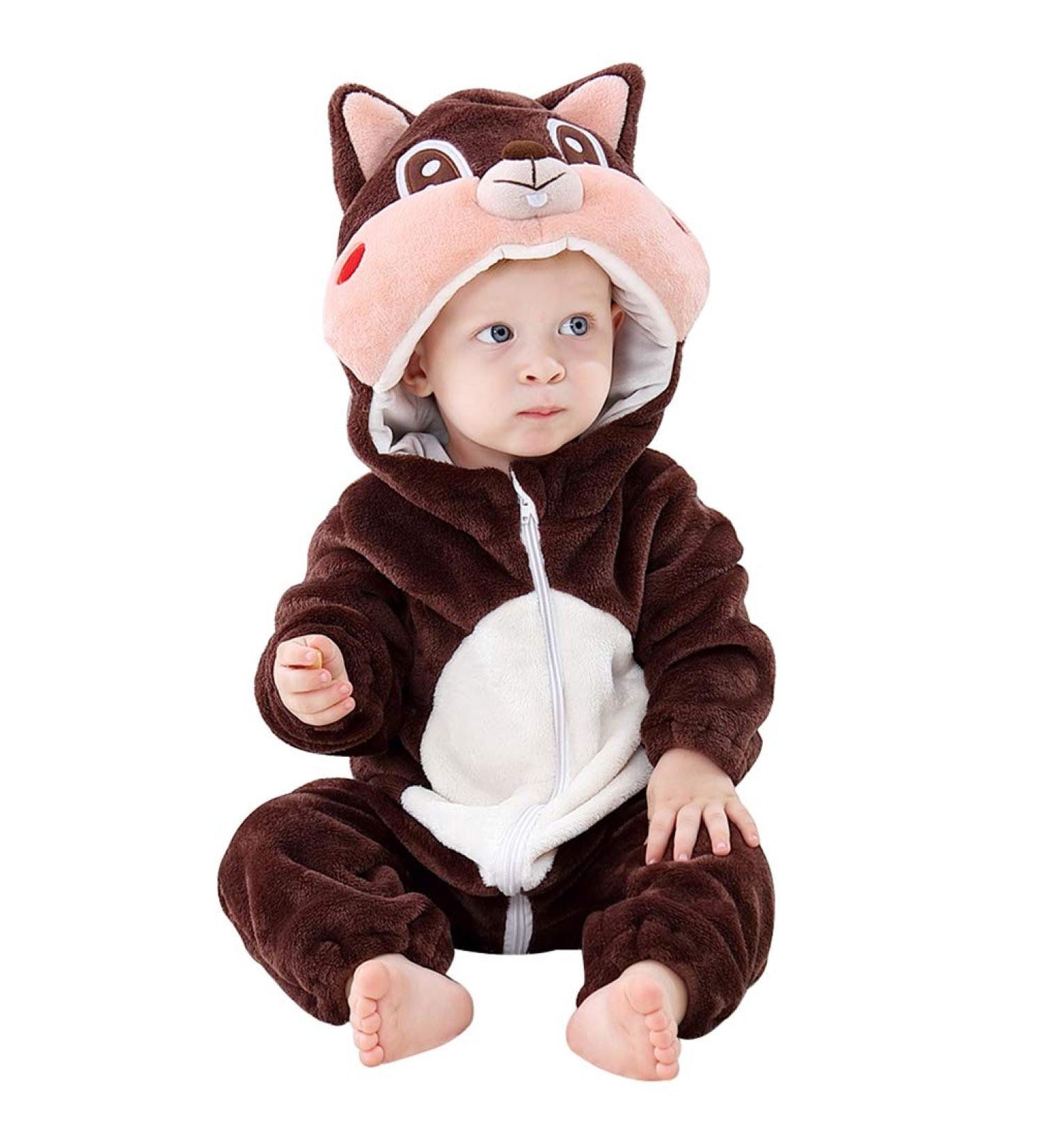 COOKY.D Unisex Winter Animal Hooded Baby Romper - Brown Squirrel (12-18 Months) - Buy Online on SooperMarket.com