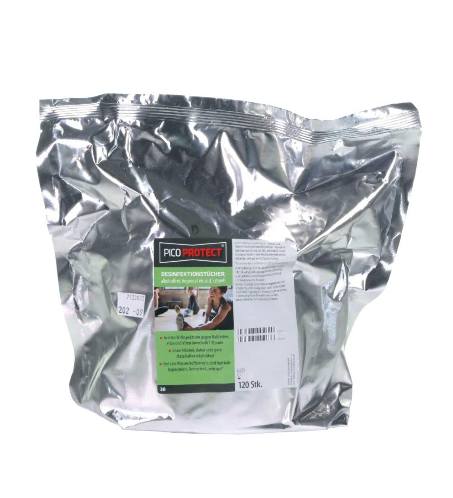 PICO Protect Disinfection Towels - 120 Alcohol-Free Sheets for Effective Cleaning | Refill Bag for Areas & Objects - Buy Online on SooperMarket.com