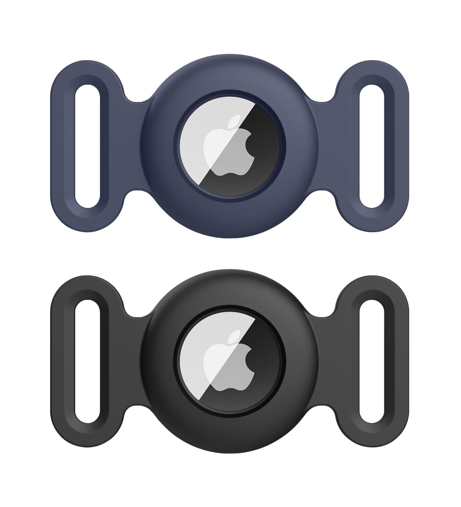 Vancle 2-Piece Silicone Airtag Case for Dog Collar - Waterproof Pet Loop Holder Black & Navy Blue - Buy Online on SooperMarket.com