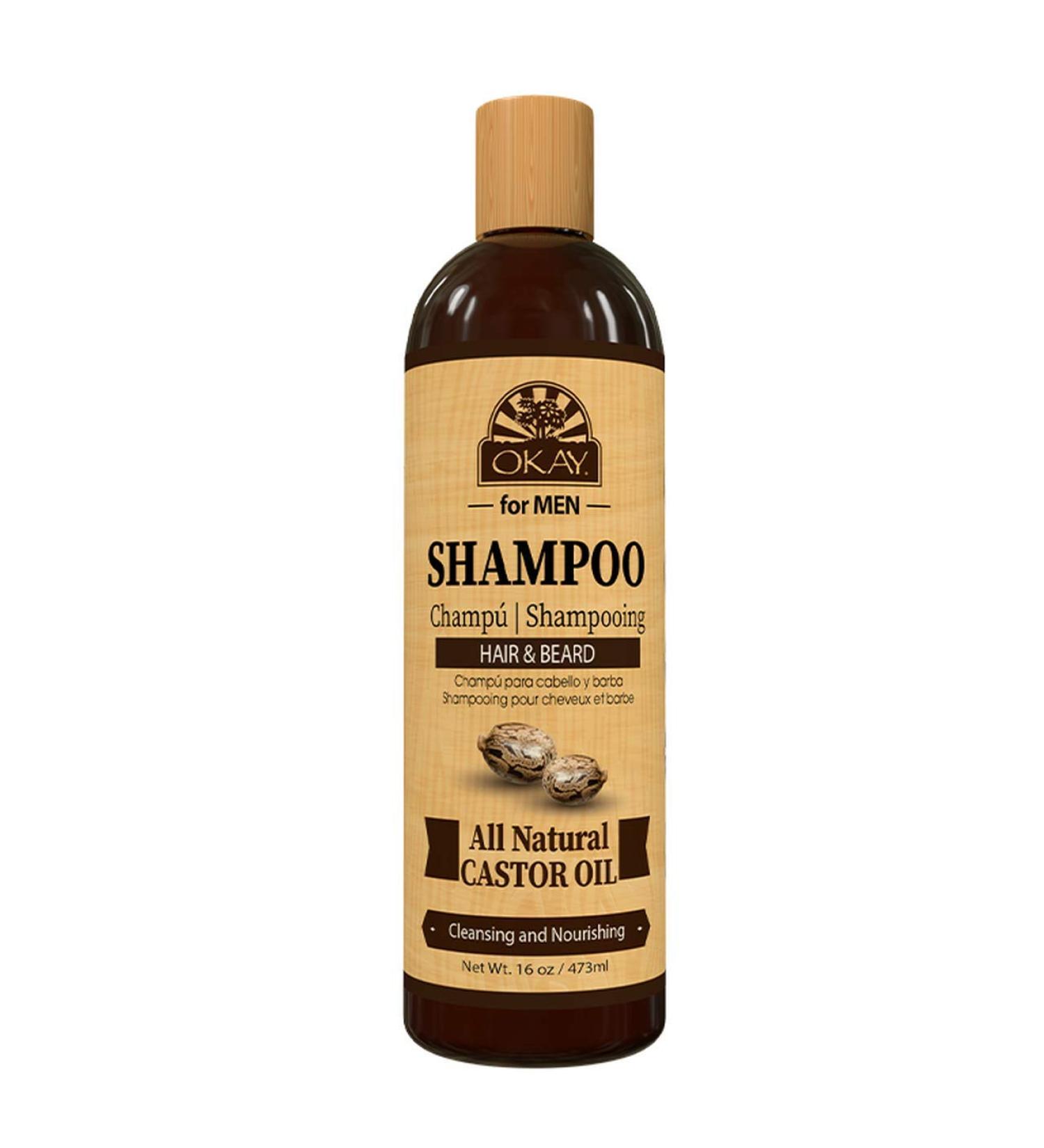 OKAY for MEN Castor Oil Beard and Hair Shampoo Wash 16oz - Nourish Strengthen & Hydrate Your Hair and Beard - International Shipping Available - Buy Online on SooperMarket.com