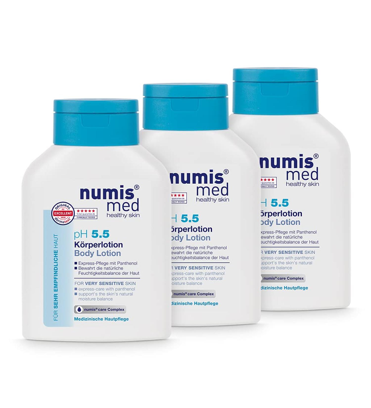 Numis Med Bodylotion PH 5.5 - Skin-Calming Lotion for Sensitive Skin | Vegan Silicone-Free Paraben-Free Mineral Oil-Free | 3-Pack (3x 200 ml) - Buy Online on SooperMarket.com