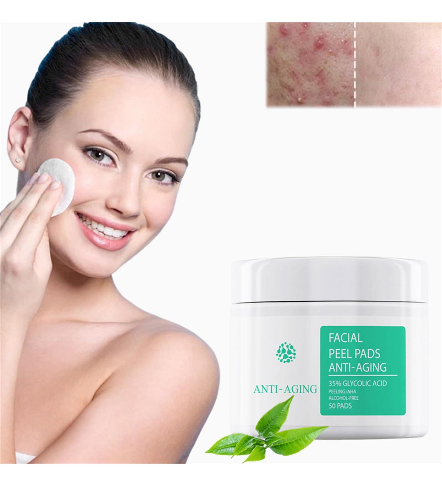 35% Glycolic Acid Peel Pads Exfoliating Face & Body Wipes with B5 & Tea Tree Oil for Pore Minimizing & Even Skin Tone - 1Pcs 2.82oz - Buy Online on SooperMarket.com