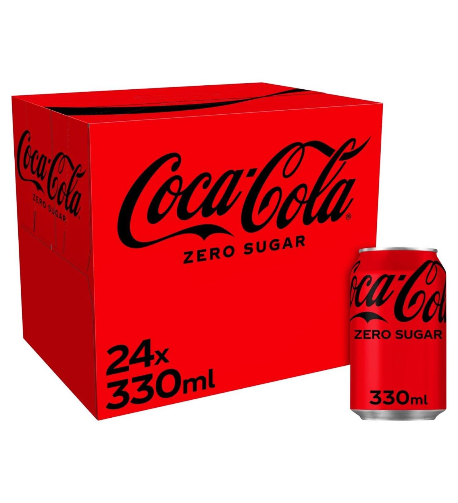 Coca Cola Zero No Sugar 24 x 330ml Coke Perfect For Home Office or School