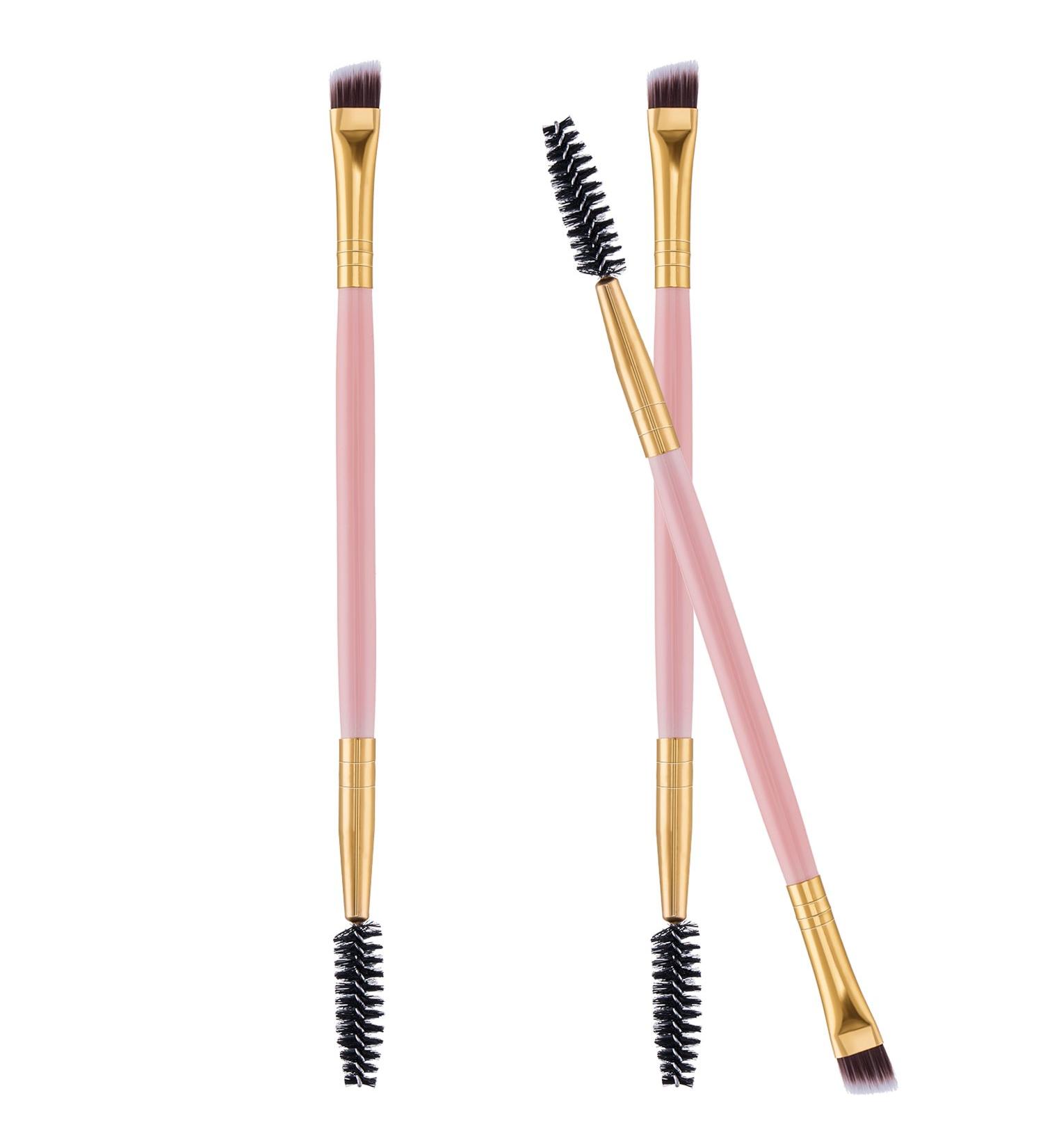 Frienda 3 Pack Eyebrow Brush & Spoolie Set - Double Handle Angled Brush and Comb for Brow Powders, Waxes, Gels - Pink - Buy Online on SooperMarket.com