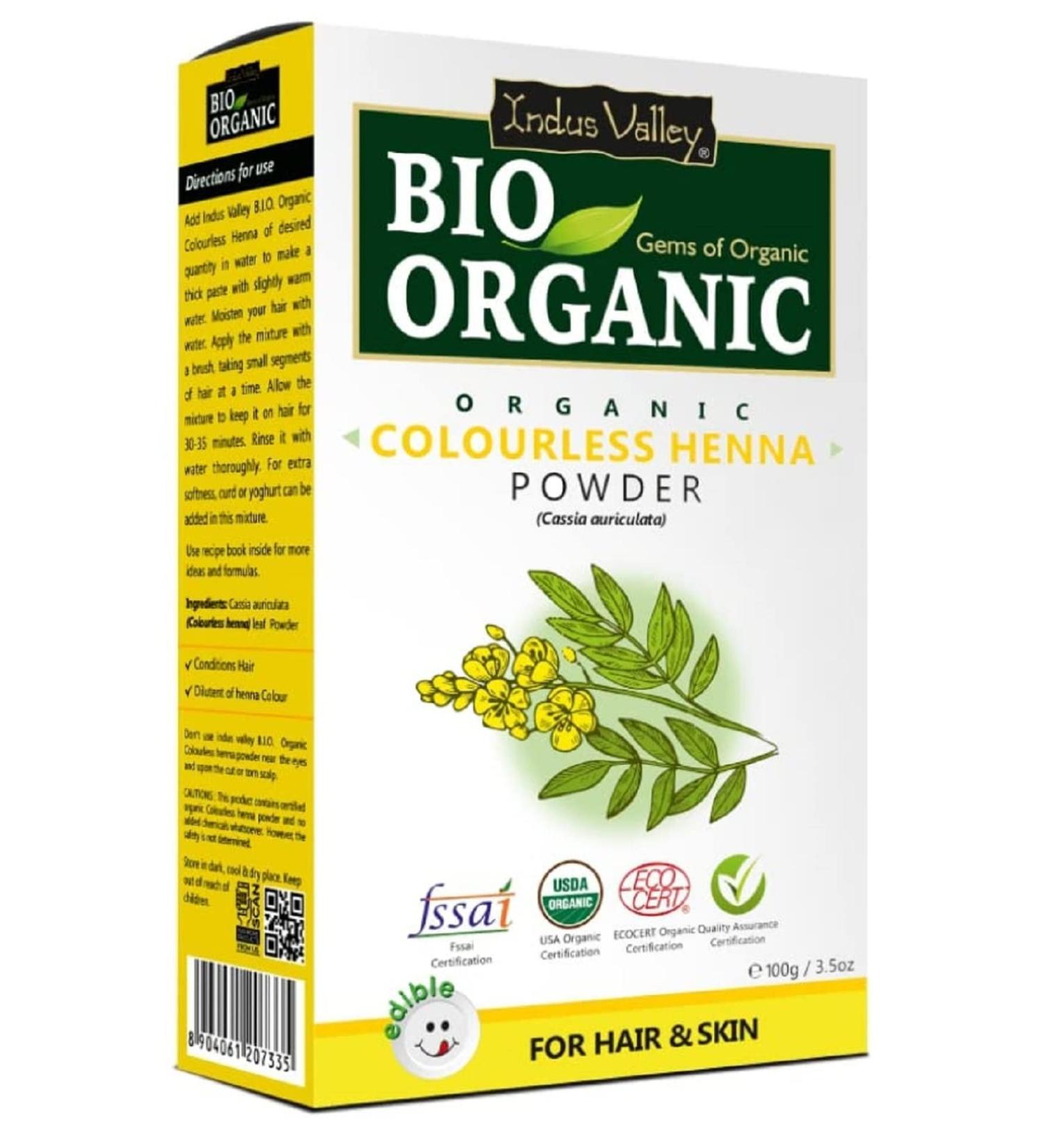 Cassia Powder Colourless Organic Herbal for Hair with 100% Organic Henna Hair Dye in 12 Shades - Buy Online on SooperMarket.com