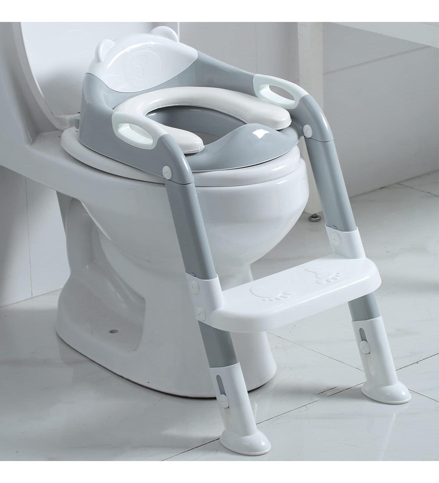 Potty Training Seat for Toddlers | Kids Toilet Chair with Ladder and Step Stool (Gray/White) - Buy Online on SooperMarket.com