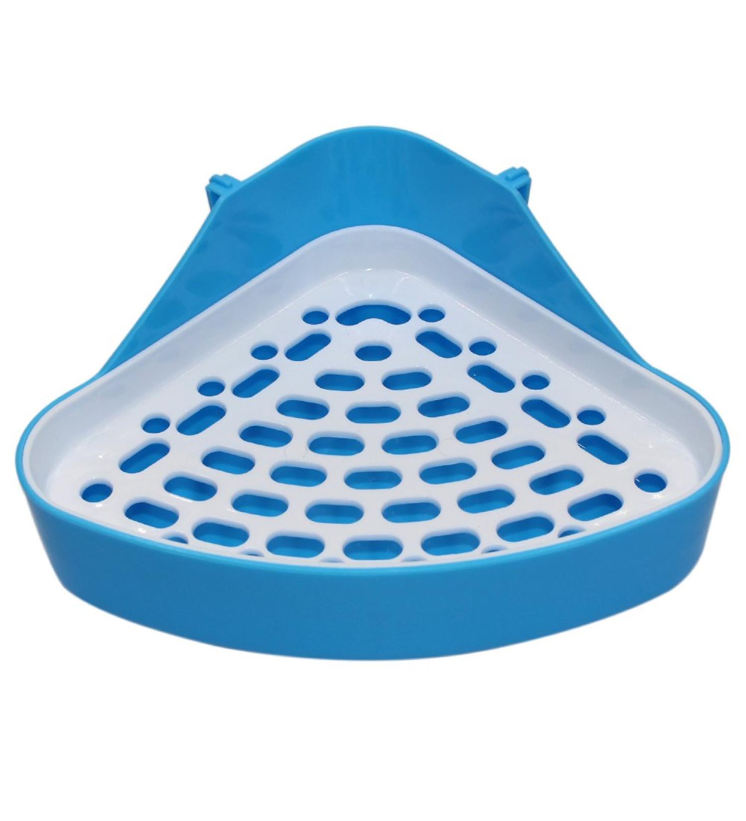 Triangle Potty Trainer Corner for Small Animals - Blue | Litter Box for Rabbits, Guinea Pigs, Chinchillas, Ferrets - Buy Online on SooperMarket.com