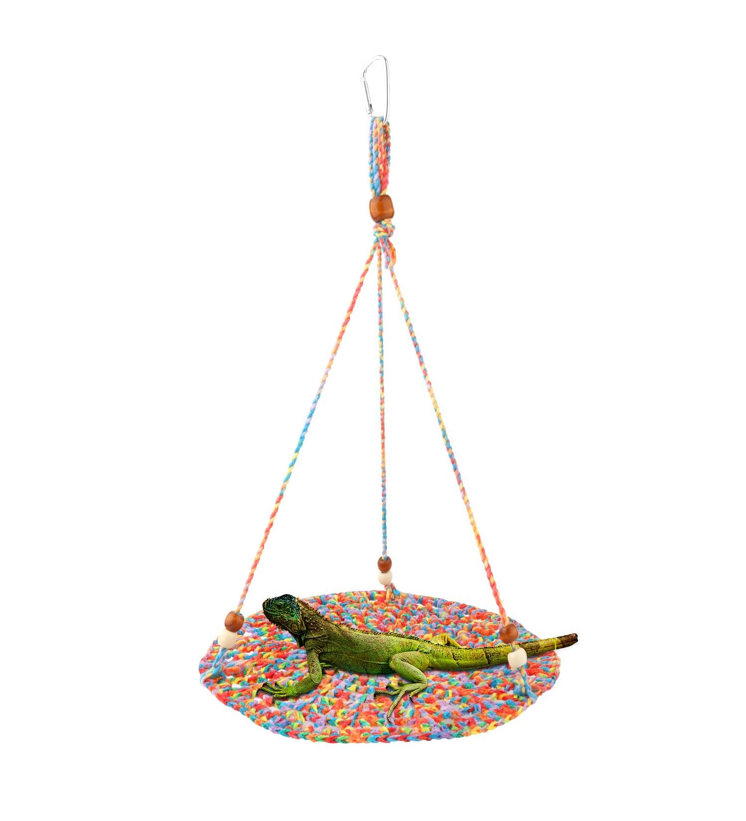 Reptile Hammock Swing Bed Cute Lizard Bearded Dragon Reptile Hanging Hammock Reptile Woven Cotton Summer Hammock Swing Bed for Reptiles Hamsters Parrots Sleeping Resting - Buy Online on SooperMarket.com