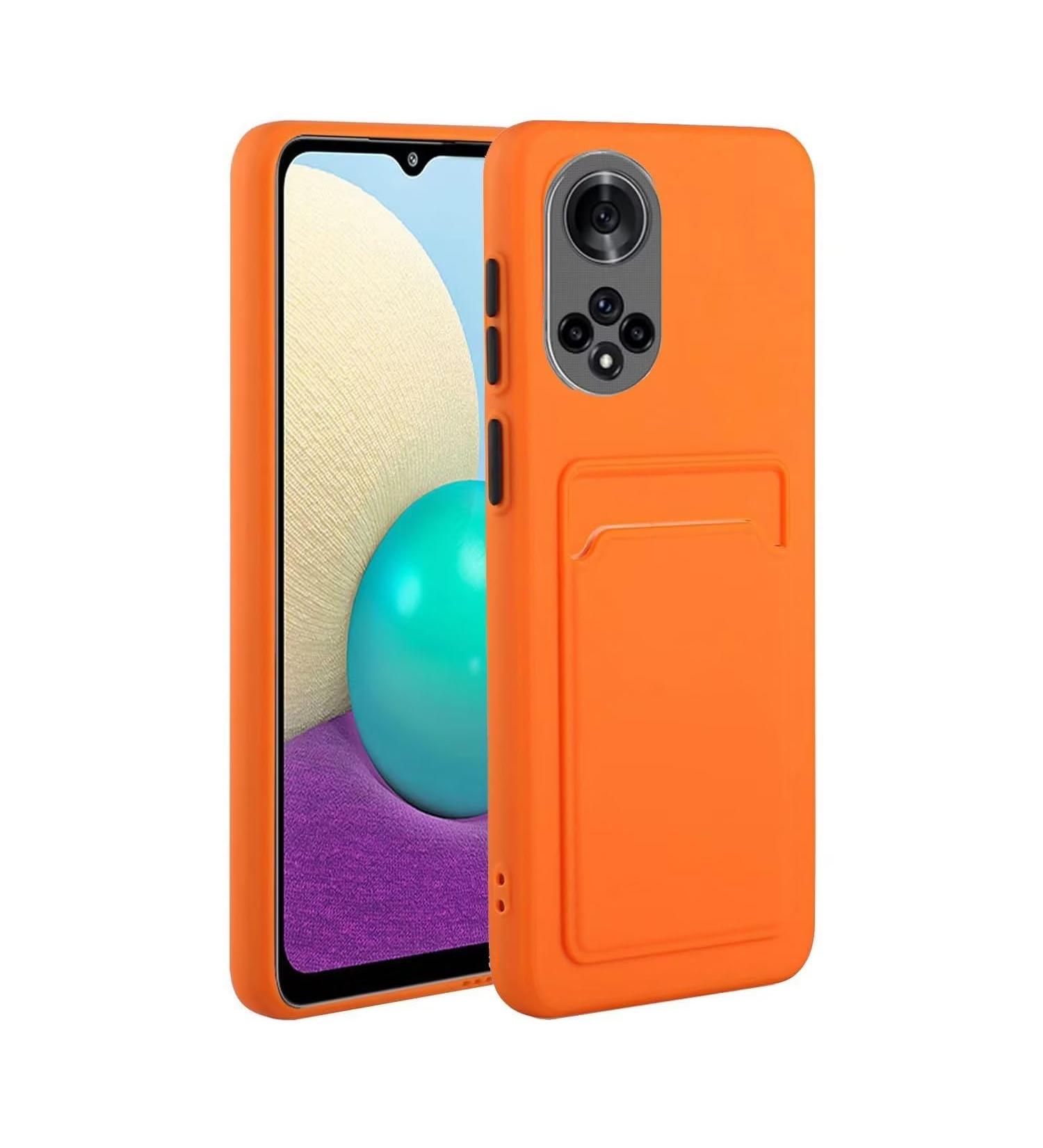Tivenfezk Nadoli Silicone Case for Honor 50 - Ultra Thin Shockproof Scratch-Resistant Wallet TPU Cover with Credit Card Holder in Orange - Buy Online on SooperMarket.com