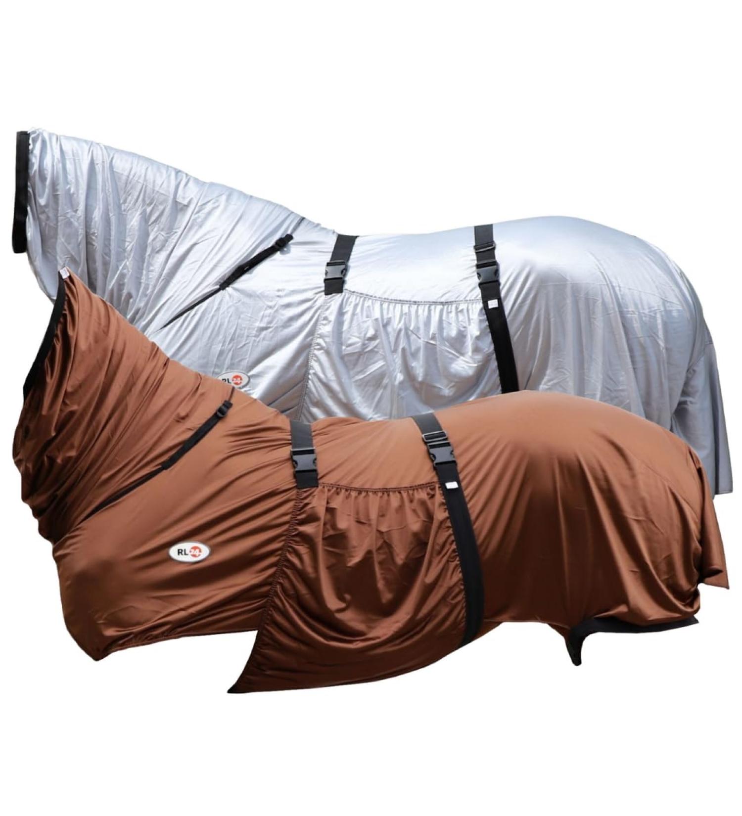 RL24 Eczema Ceiling for Horses | Light Brown | Protective Flying Sheet with Neck & Abdomen | Fine-Meshed Double Closure & Leg Cords | 115cm - Buy Online on SooperMarket.com
