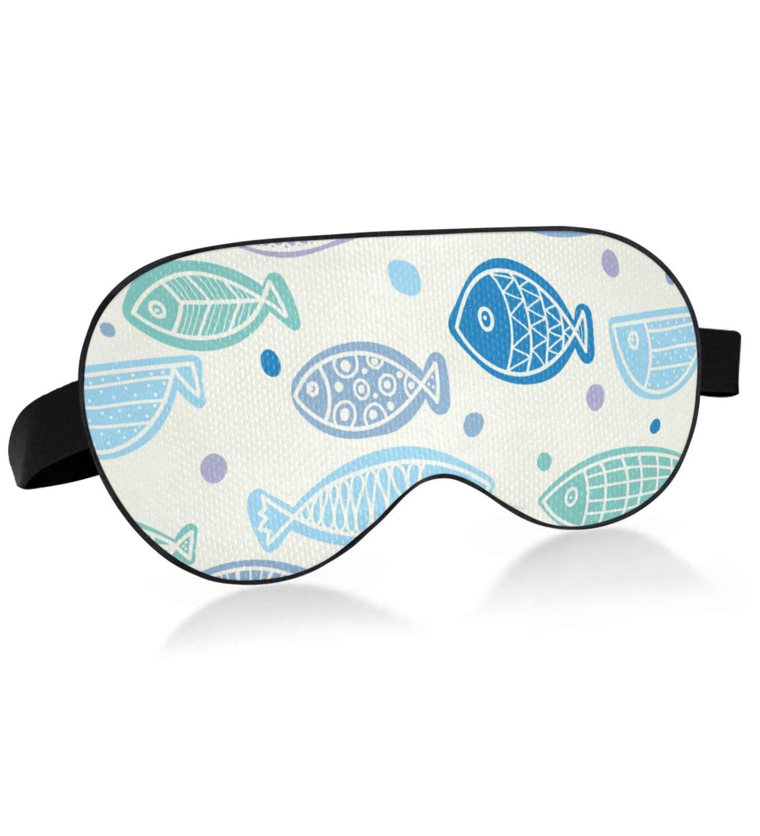 Adjustable Light Blocking Eye Mask for Deep Sleep - Men and Women - Travel, Yoga, Meditation - Cute Cartoon Fish Design - Buy Online on SooperMarket.com