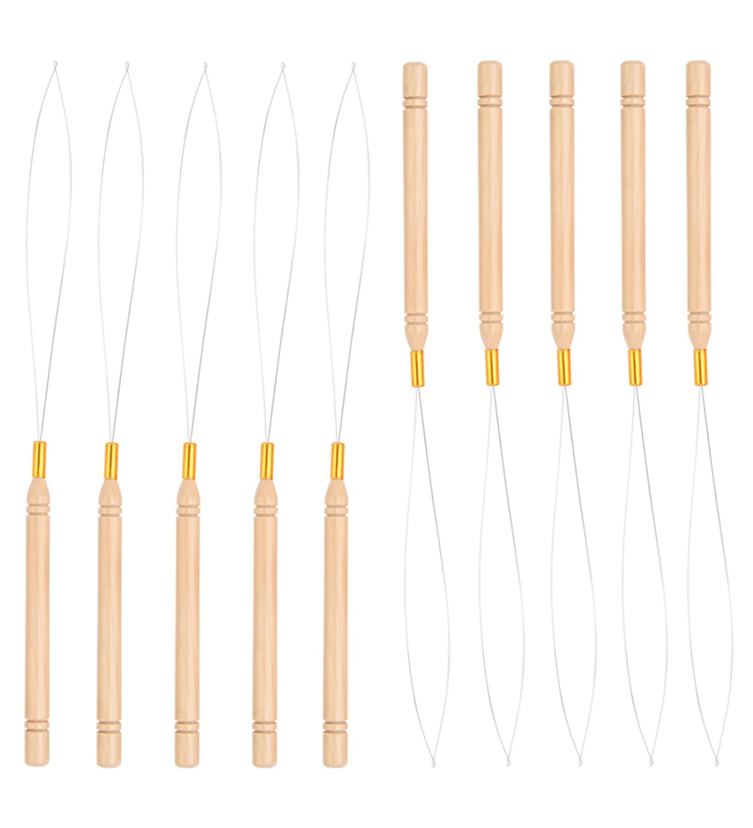 Vlasy Hair Extension Loop Needle Threader Set - 10PCS Micro/Nano Bead Pulling Hook Tools for Hair and Feather Extensions - Buy Online on SooperMarket.com