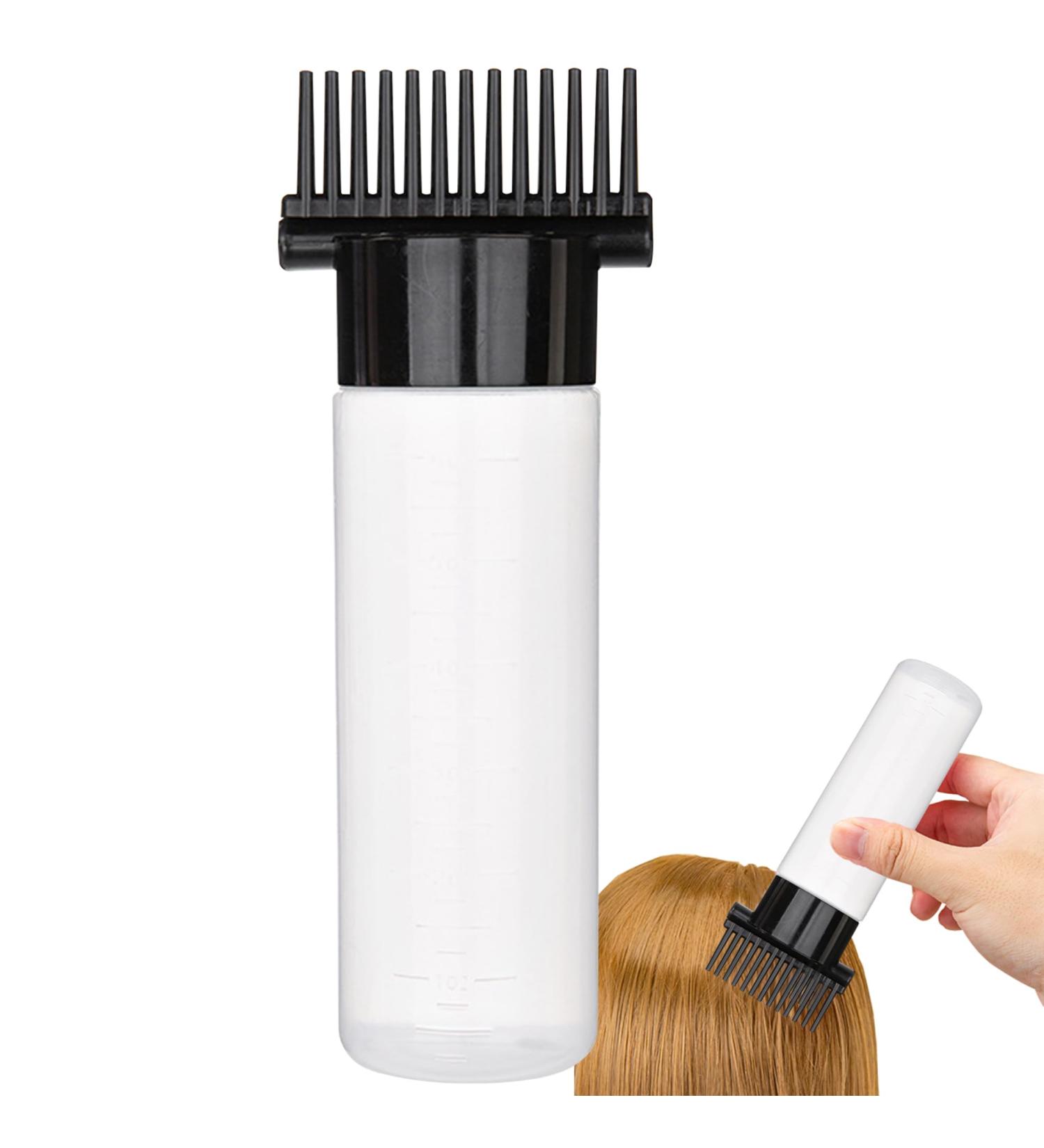 Hair Oil Applicator Bottle 180ml - Portable Root Comb with Clear Scale & 13 Oil Outlets for Hair Care & Styling - Black & Clear Design - Buy Online on SooperMarket.com