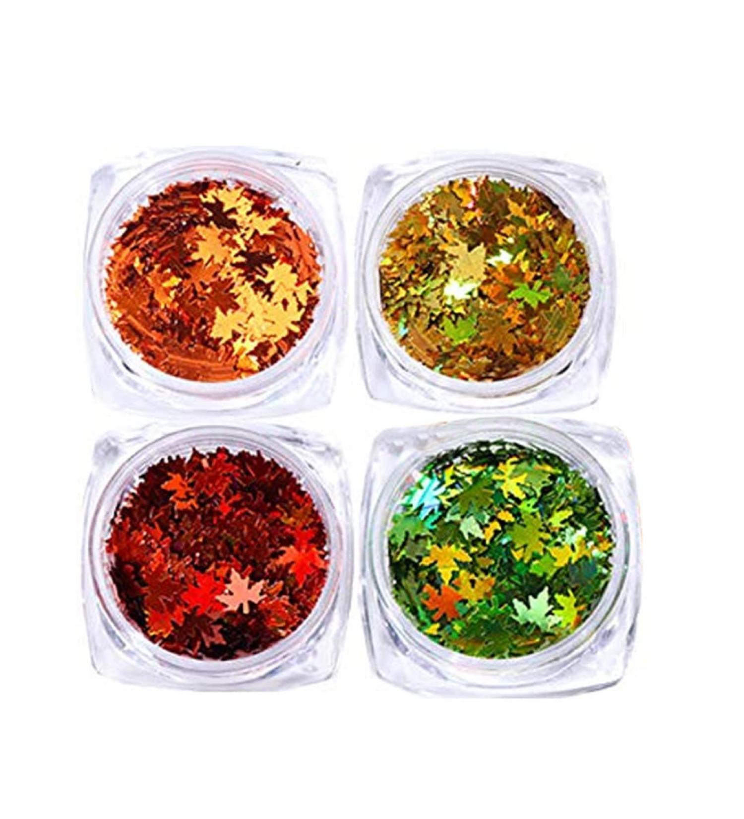 Maple Leaf Nail Art Sequins Maple Leaf Nail Glitters Stickers Autumn Nail Sequins for Nail Art 4 Colors - Buy Online on SooperMarket.com