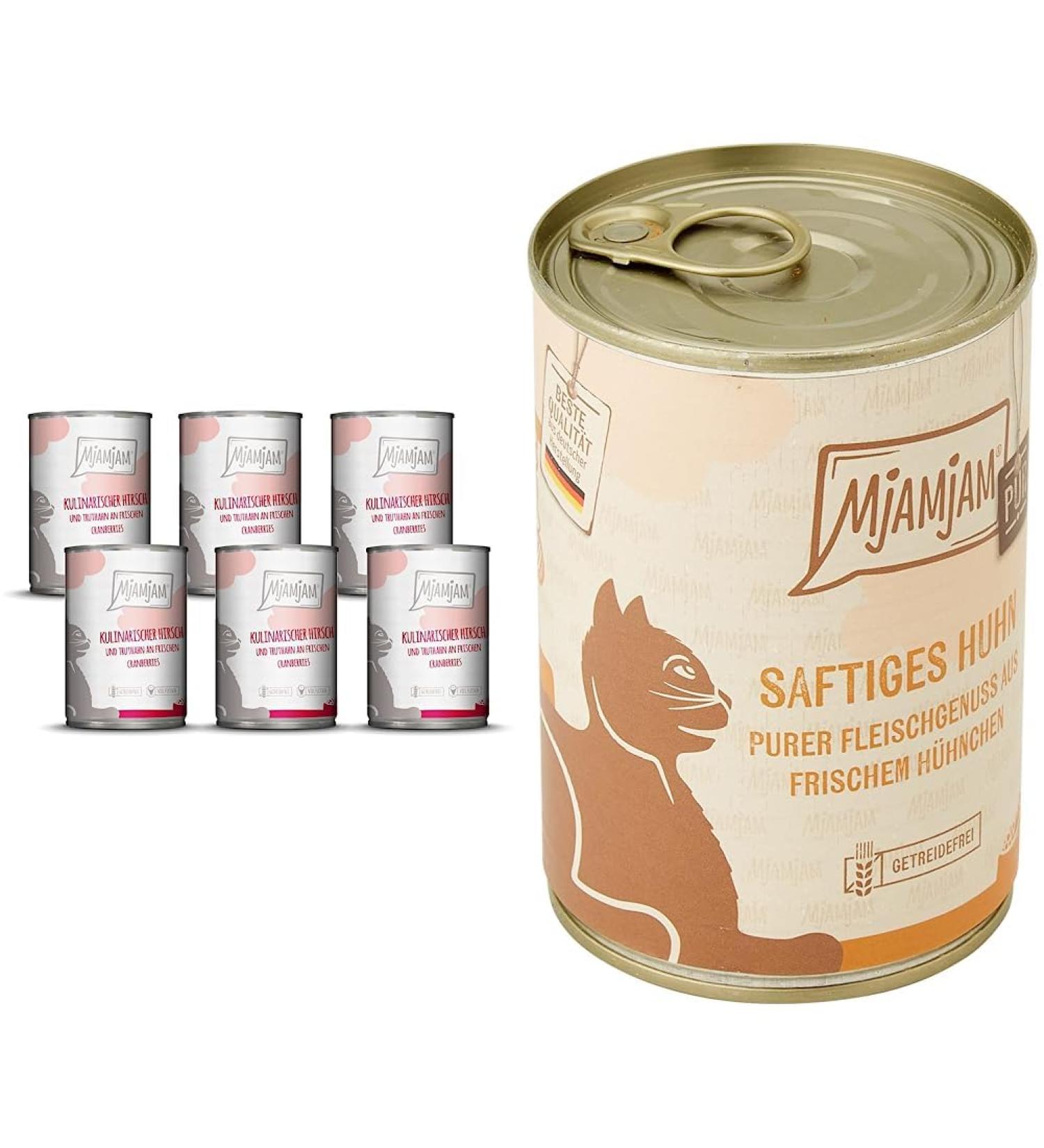 Mjamjam Premium Wet Cat Food - Culinary Deer & Turkey with Fresh Cranberries | Pure Meat Enjoyment 400g (6 Pack) - Buy Online on SooperMarket.com
