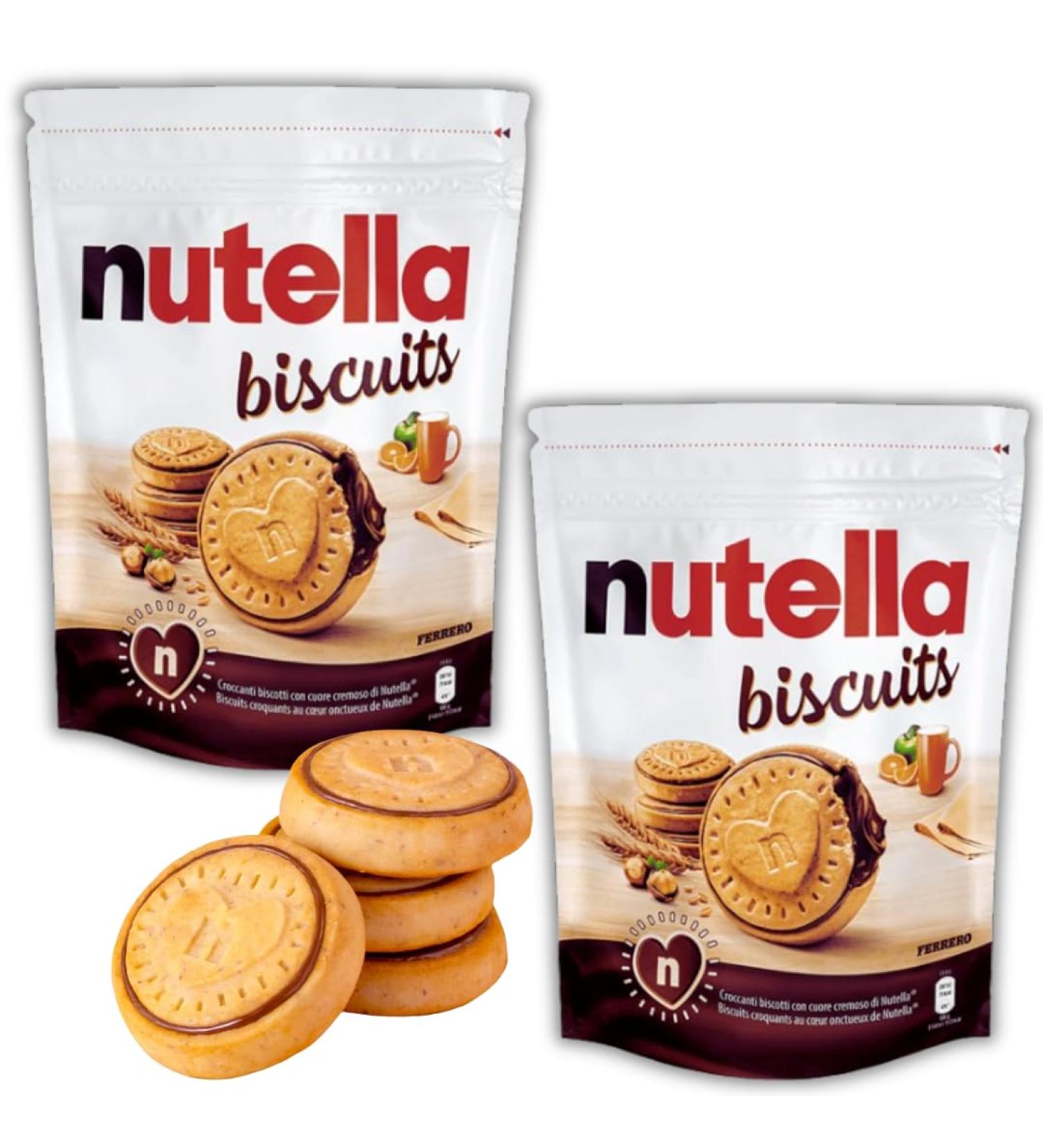 Classic Nutella Biscuits with Hazelnut and cocoa cream heart biscuits to share with those you love 304g in resealable bags (2 packs) - Buy Online on SooperMarket.com