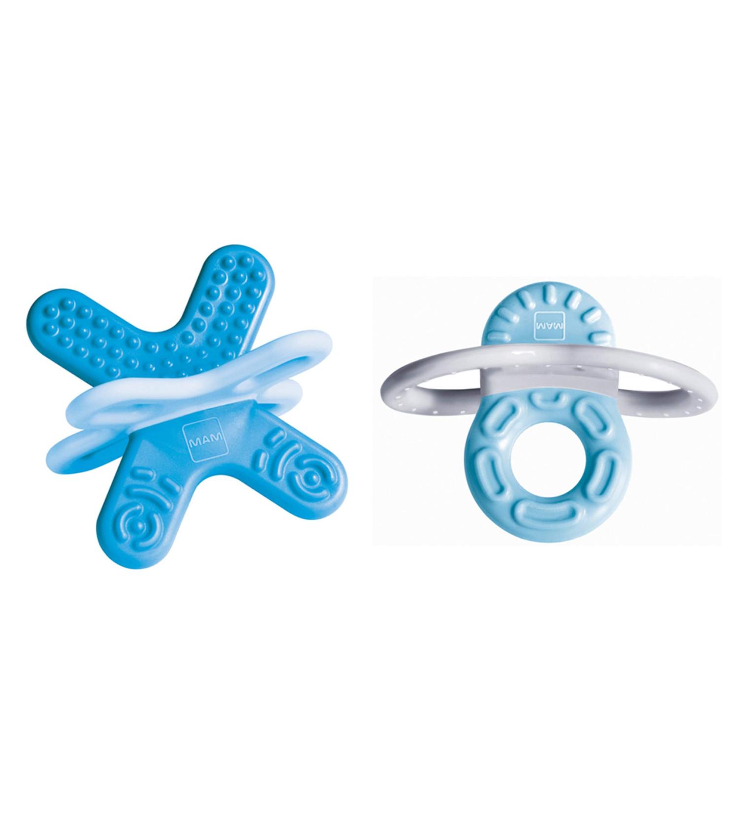 Mam Bite & Relax Set | Extra Light Blue Baby Teething Rings | Pain-Relieving Dental Aid for 2+ Months - Buy Online on SooperMarket.com