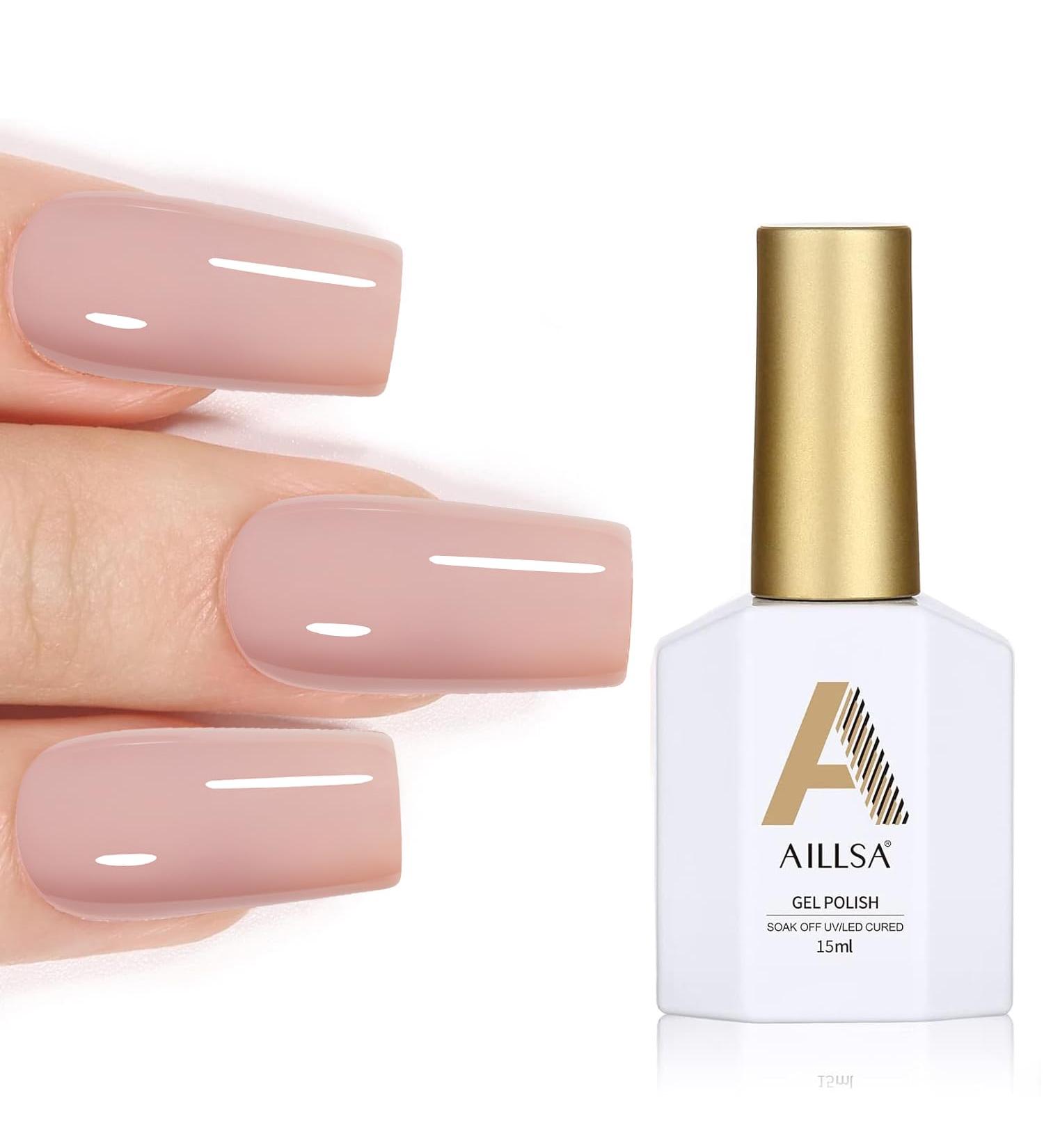 AILLSA Nude Gel Nail Polish 15 ML - Pink Nude Light Varnish for Salon & Home Use - Buy Online on SooperMarket.com