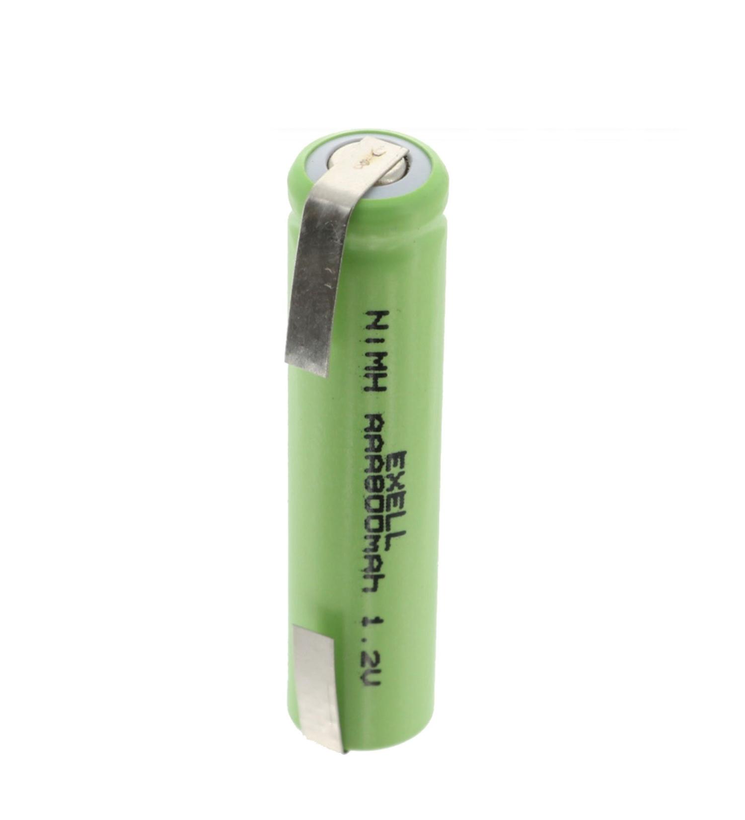 Exell 1.2V NIMH AAA 800mAh Rechargeable Battery w/Tabs for use with high power static applications (Telecoms UPS and Smart grid) radio controlled devices electric tools electric mopeds