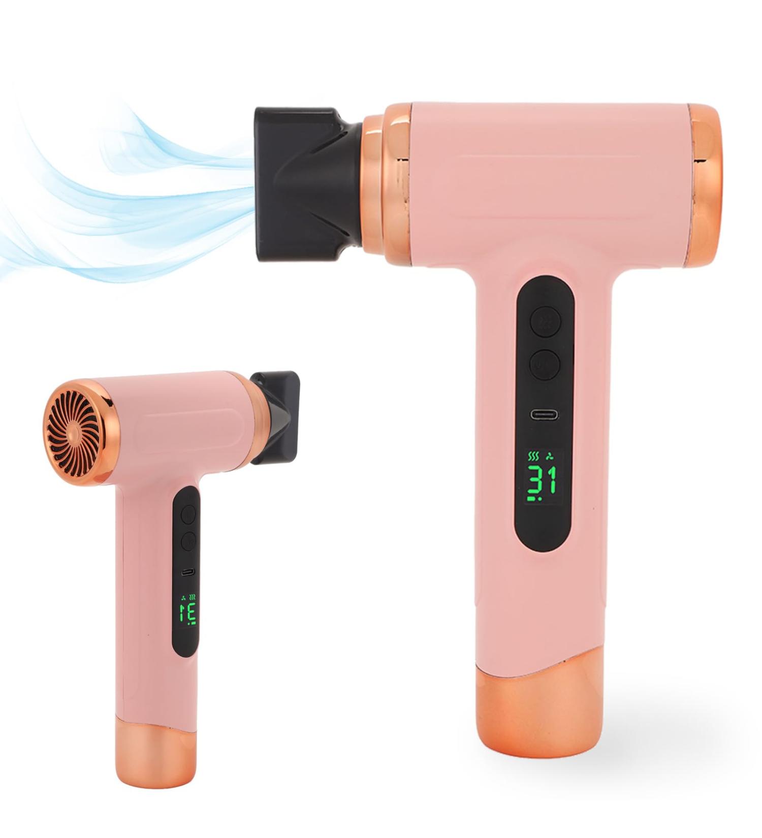 Cordless Hair Dryer 15000mAh 200W High Speed Mini Ionic Blow Dryer Low Noise & 2 Mode with Temp Display for Home Dormitory Travel Keyboard Electronics Cleaning (Pinkish) - Buy Online on SooperMarket.com