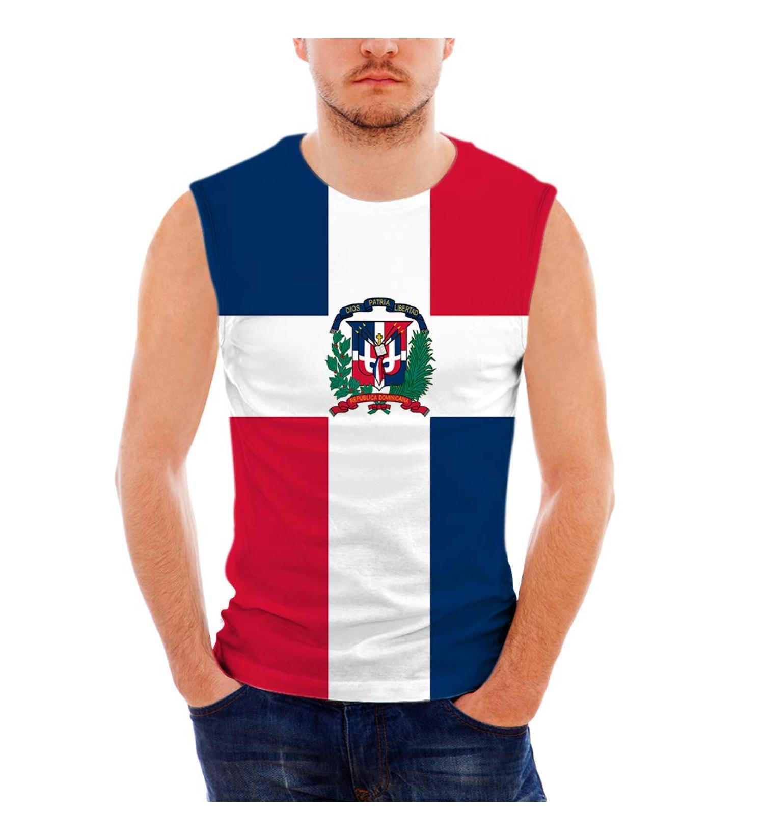 CHINEIN Mens Basic Solid Tank Top - Dominican Republic Flag | White | Small - Buy Online on SooperMarket.com
