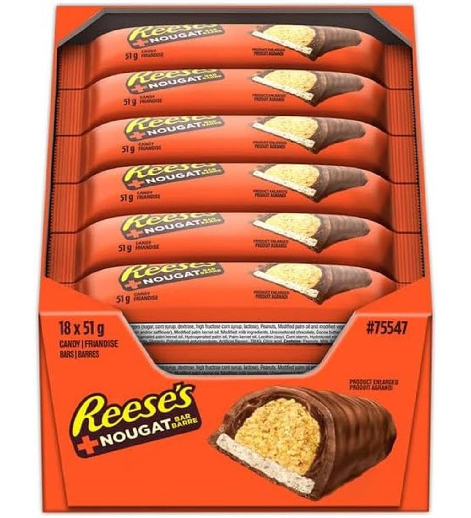 REESE'S + Nougat Chocolate and Peanut Butter Candy Bar Holiday Candy 51g (Pack of 18) - Buy Online on SooperMarket.com