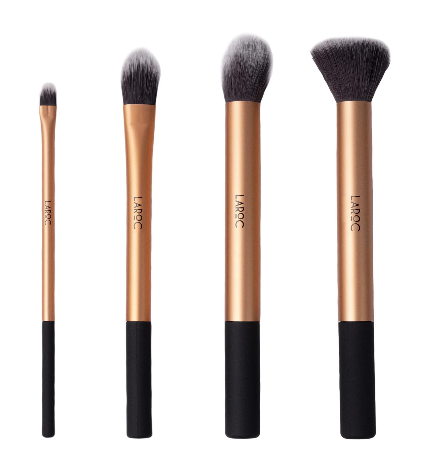 Kabuki Makeup Brushes Set 4pc LaRoc - Complete Beginner Collection | Contour Brush Foundation Brush Detailing Brush Buffing Brush Liquid & Powder Face Make-Up Brush Set - Buy Online on SooperMarket.com