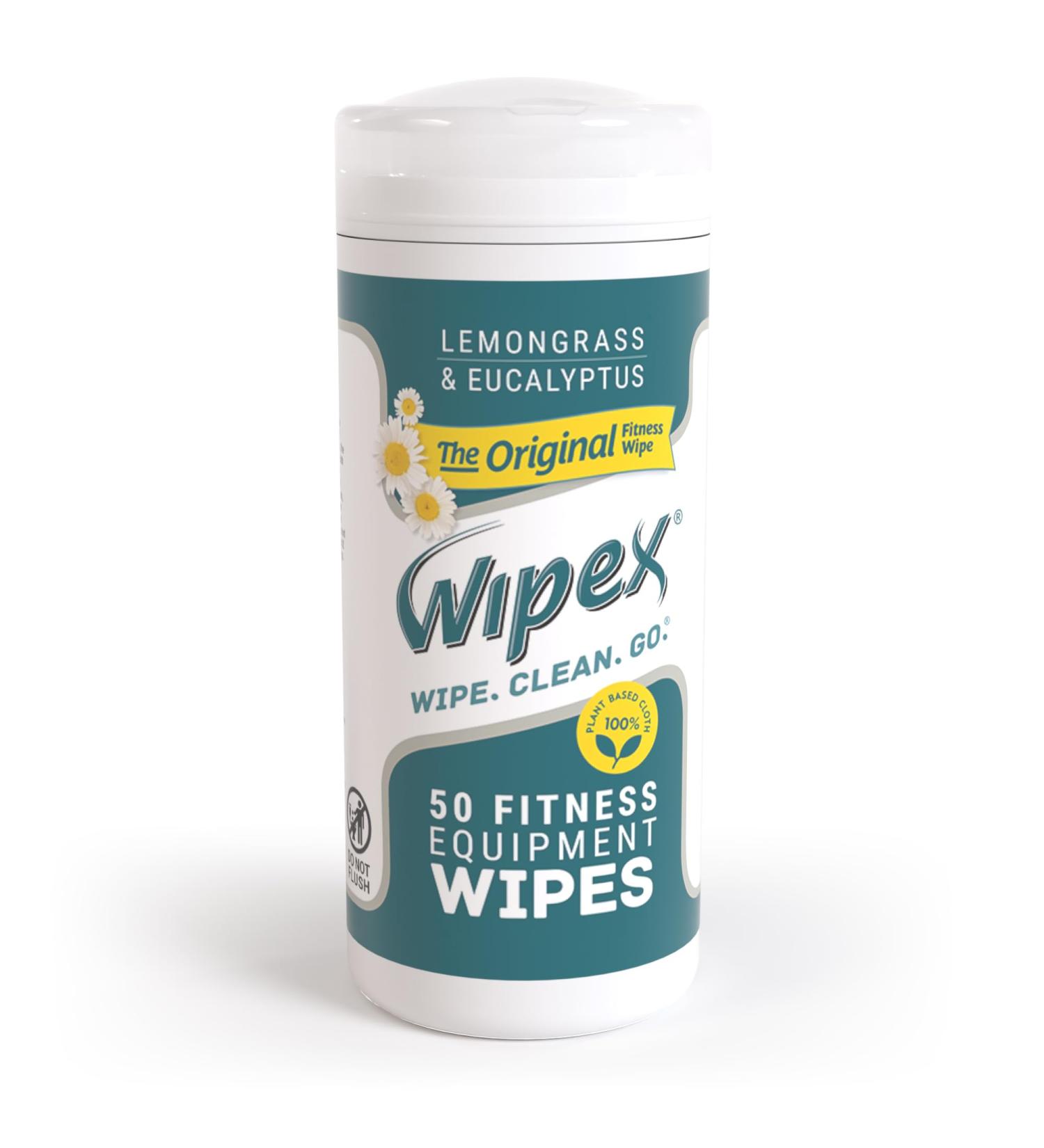 Wipex Fitness Equipment Wipes - Natural Plant-Based Gym Cleaner 50 Count Lemongrass & Eucalyptus - Ideal for Home Gym & Yoga Mats - Buy Online on SooperMarket.com