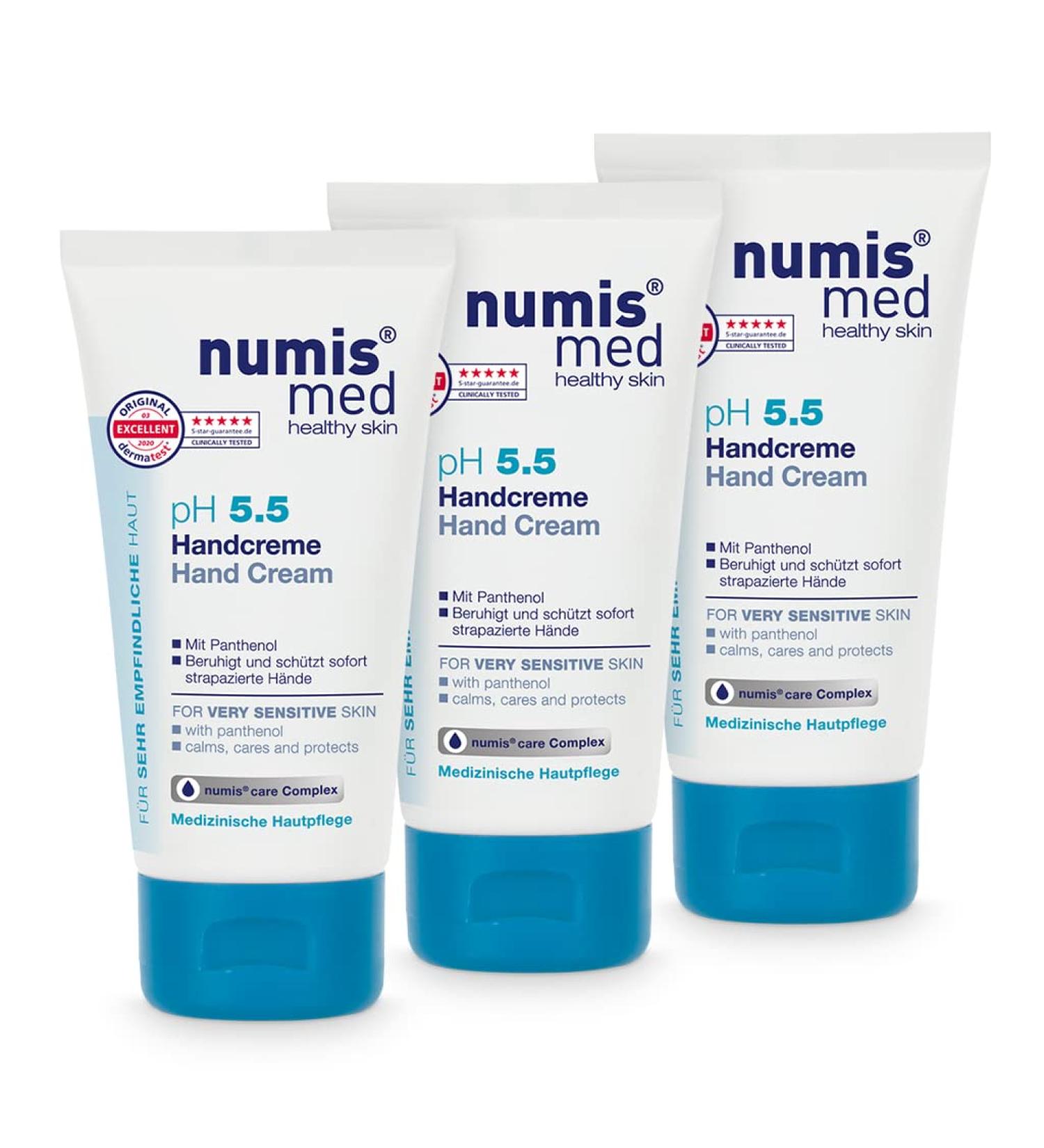 Numis Med Hand Cream PH 5.5 - 3 Pack | Vegan Skin Care for Sensitive Skin | Silicone Paraben & Mineral Oil Free (3x 75 ml) - Buy Online on SooperMarket.com