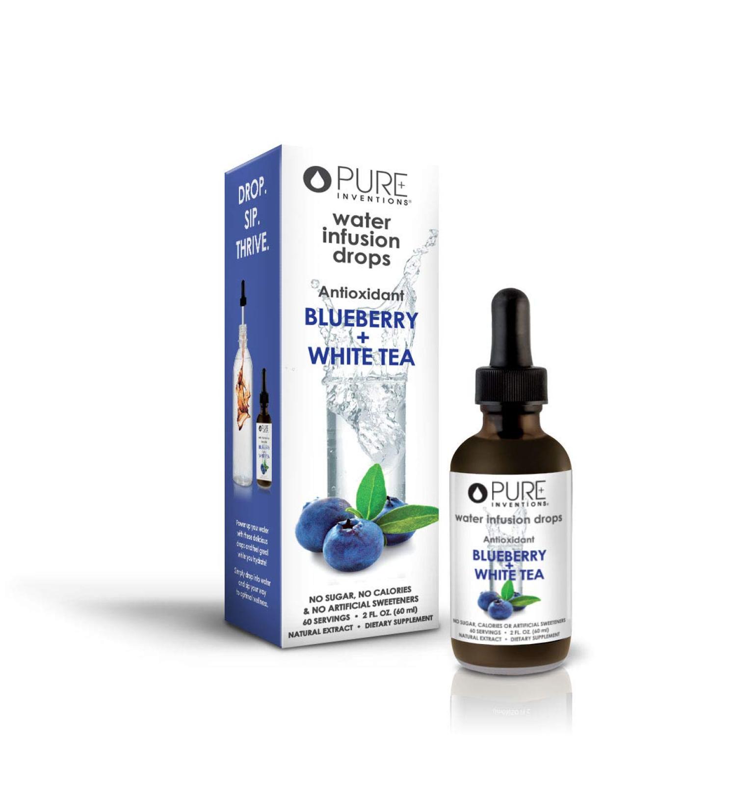 Pure Inventions Blueberry & White Tea Infusion Drops - 60 Servings, 2oz - No Sugar or Artificial Sweeteners - Buy Online on SooperMarket.com