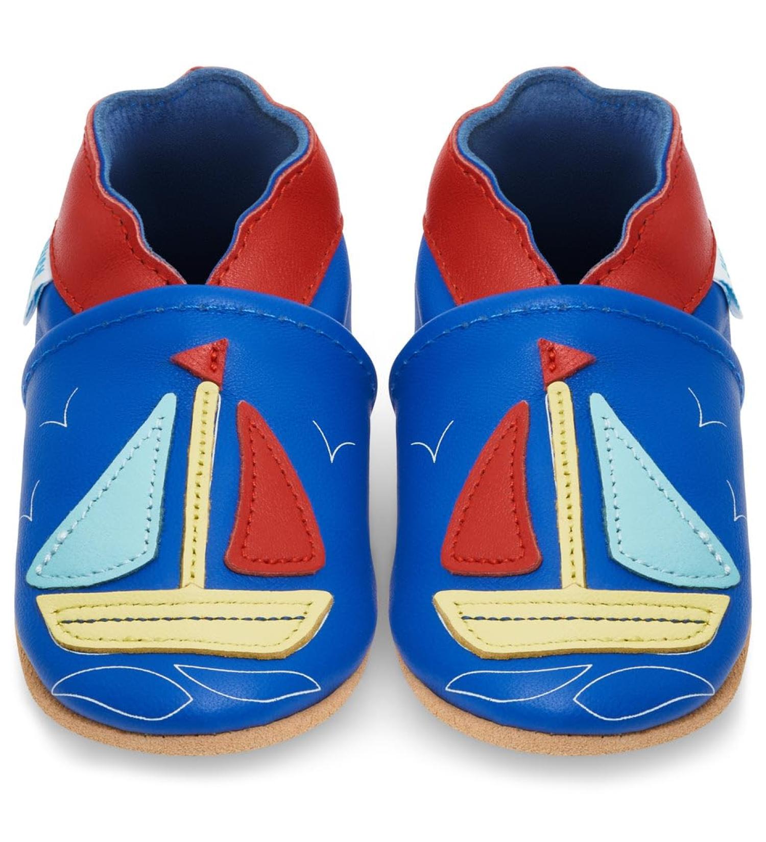 Sailing Boat Baby Shoes | Soft Sole Leather Toddler Shoes for Baby Boy or Girl (0-6 Months) - Buy Online on SooperMarket.com