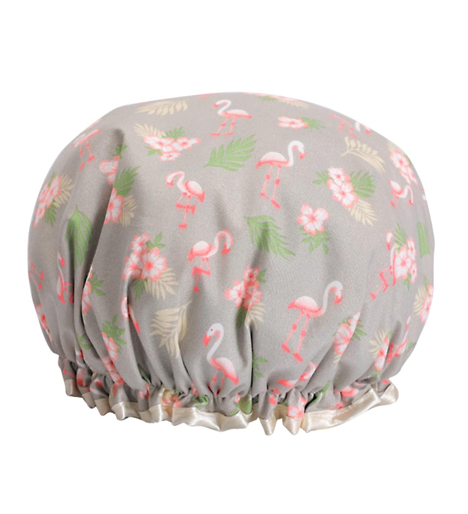 Amosfun Satin Turban Hair Scarves for Women - Grey Dot Shower Cap | Reusable Bathing Hat 27x15cm - Buy Online on SooperMarket.com