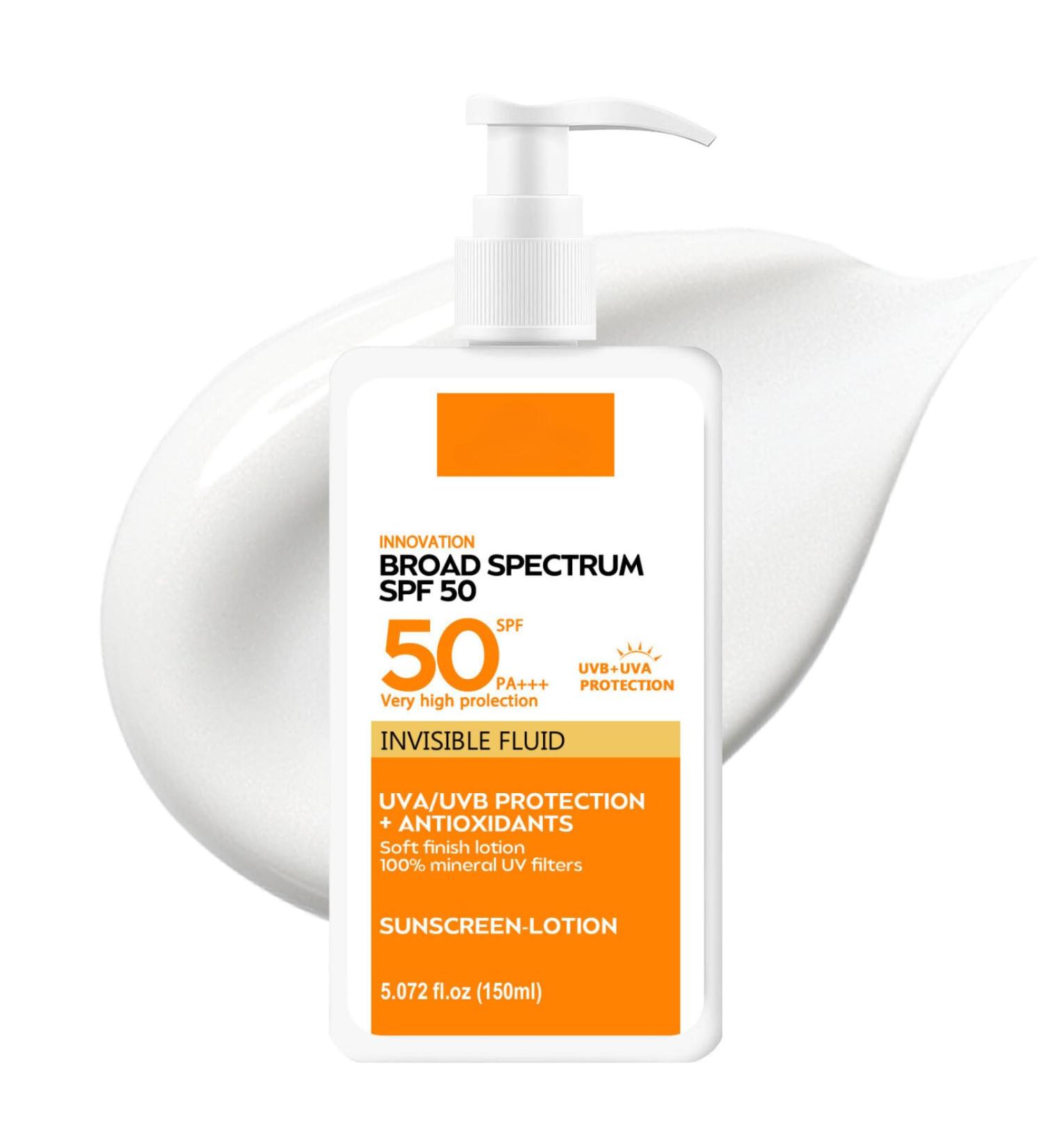 150ml Sunscreen Spf 50+ 150ml Sun Cream For High Sun Protection Invisible Fluid Suncream Very Water+Sweat Resistant Sunblock Brown Spot Reduction Face Sunscreen Sensitive Skin Sun Cream - Buy Online on SooperMarket.com