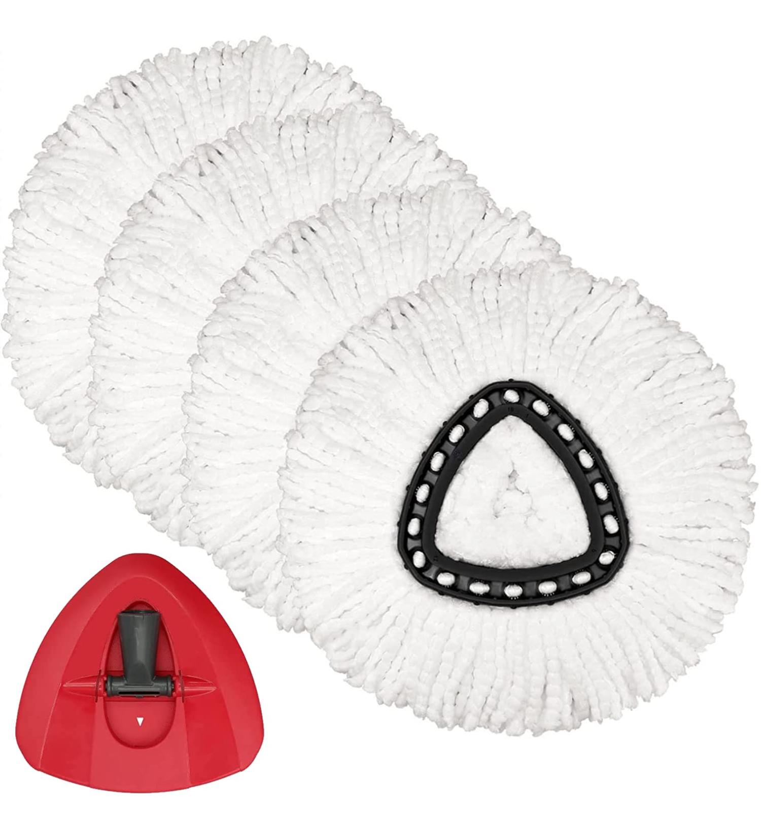 4 Pack Spin Mop Replacement Heads | Compatible with O Cedar EasyWring Mop | 100% Microfiber | Machine Washable | Easy to Replace | Deep Cleaning | 1 Tank System - Buy Online on SooperMarket.com