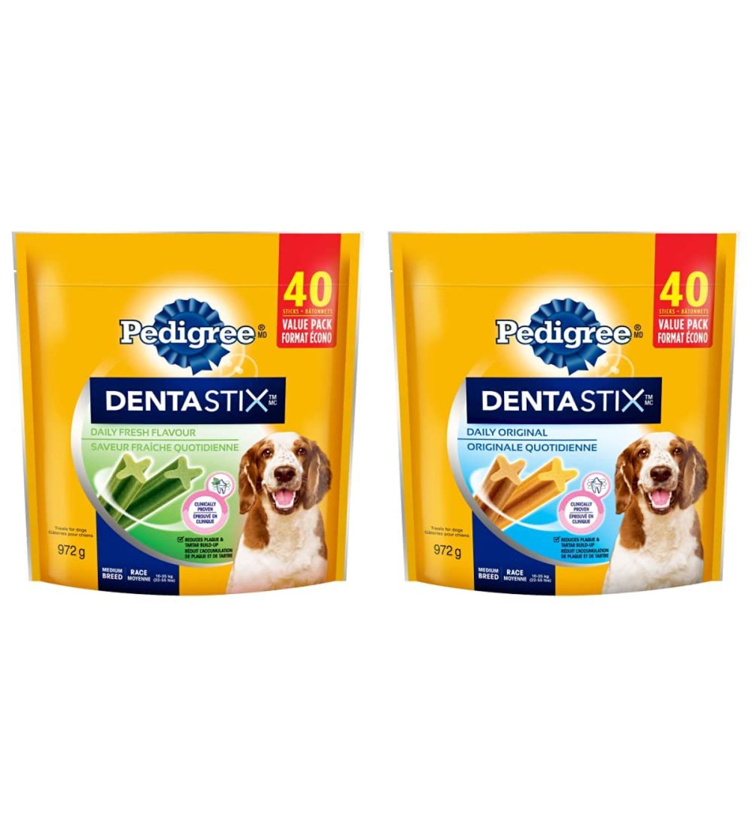 PEDIGREE DENTASTIX Oral Care Adult Dog Treats for Medium Dogs - Fresh Flavour (40 Sticks) + Original (40 Sticks) Fresh 40 Count (Pack of 2) Treats + Treats for Medium Dogs - Original - Buy Online on SooperMarket.com