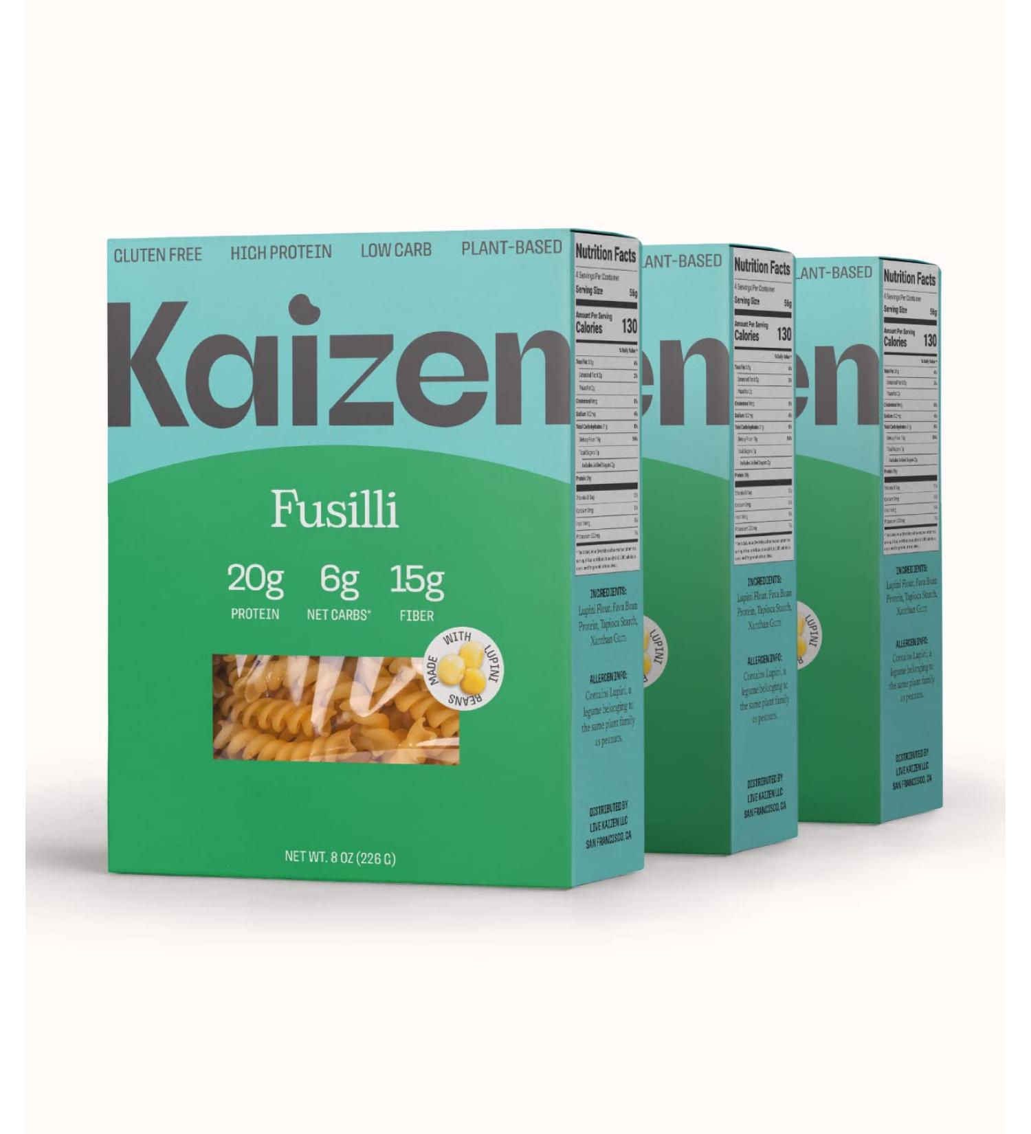 Kaizen Low Carb Pasta Fusilli - Gluten-Free, High Protein, Keto Friendly, Plant Based - 8oz (Pack of 3) - Buy Online on SooperMarket.com