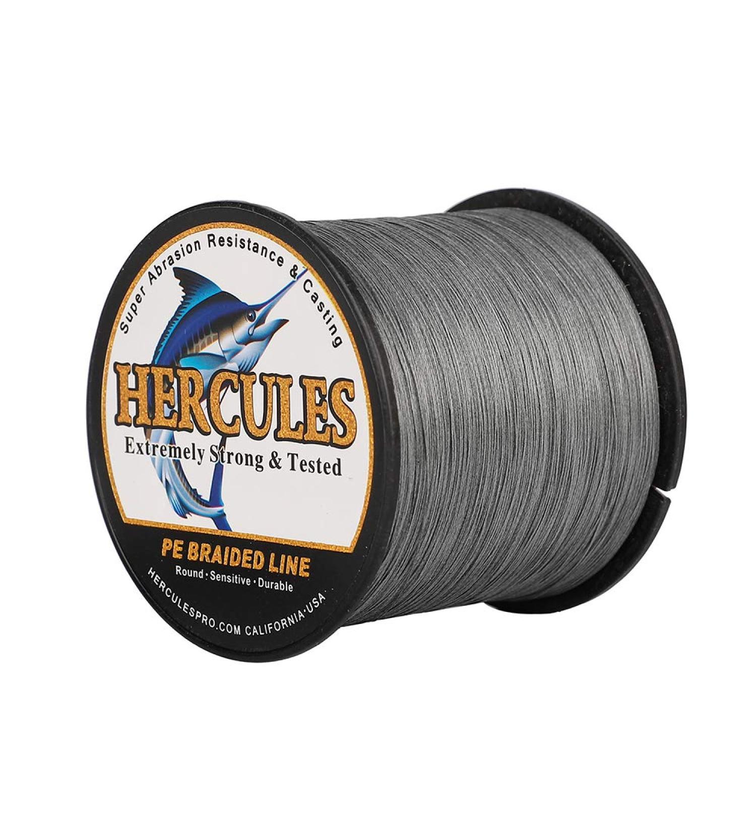 Hercules Super Cast Braided Fishing Cord - 100m to 2000m Yards 10LB - 300LB Test 8 Strands Gray PE Braid for Saltwater & Freshwater - 30lb / 0.28mm / 500m (547yds) - Buy Online on SooperMarket.com