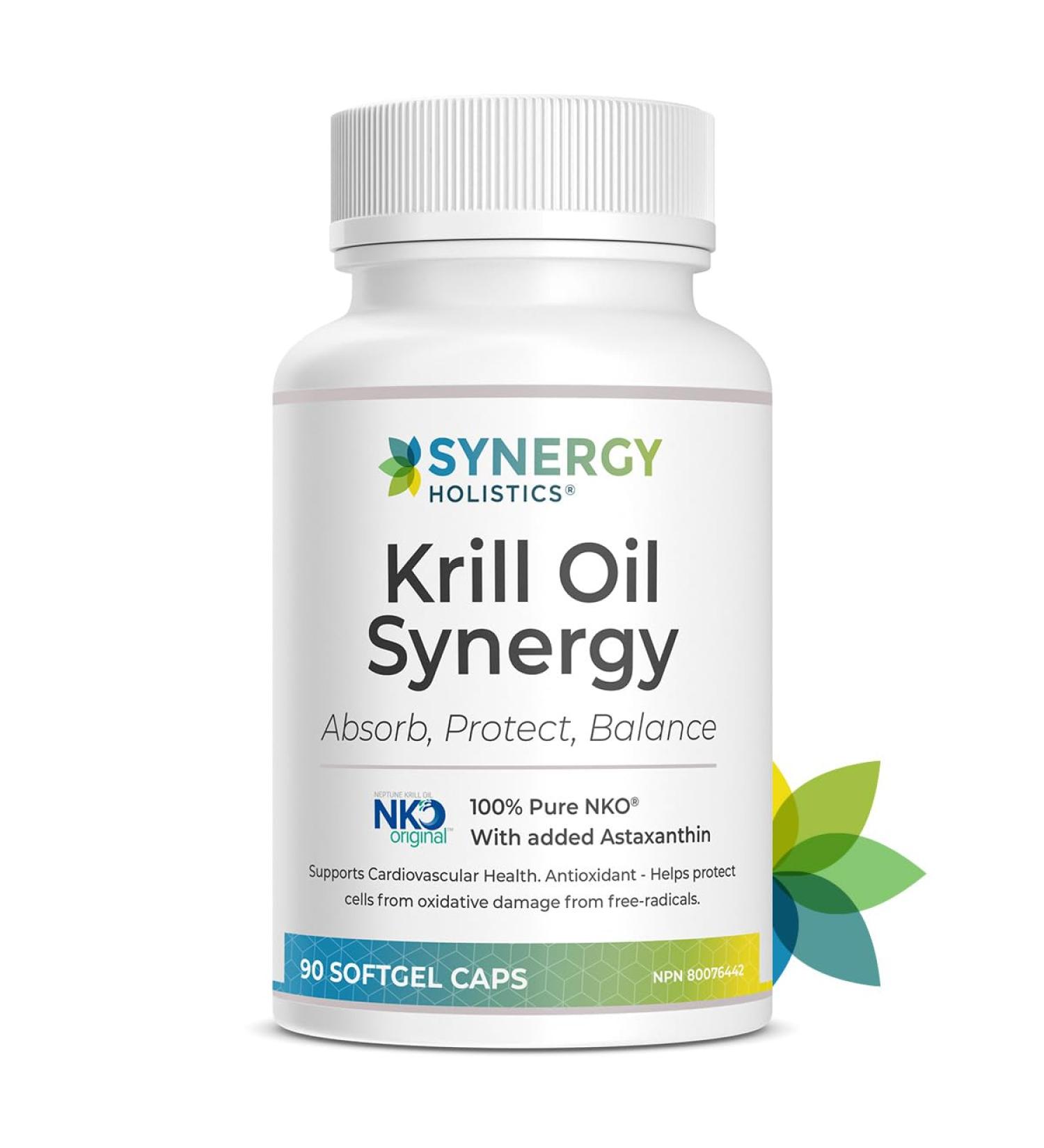Synergy Holistics | Krill Oil Synergy - 100% Pure NKO Krill Oil Omega 3 - 2000mg per Serving with 6mg Added Astaxanthin - Supports Cardiovascular Health - Helps Reduce Osteoarthritis Pain & PMS Symptoms - EPA & DHA 90 Softgels - Buy Online on SooperMarket.com
