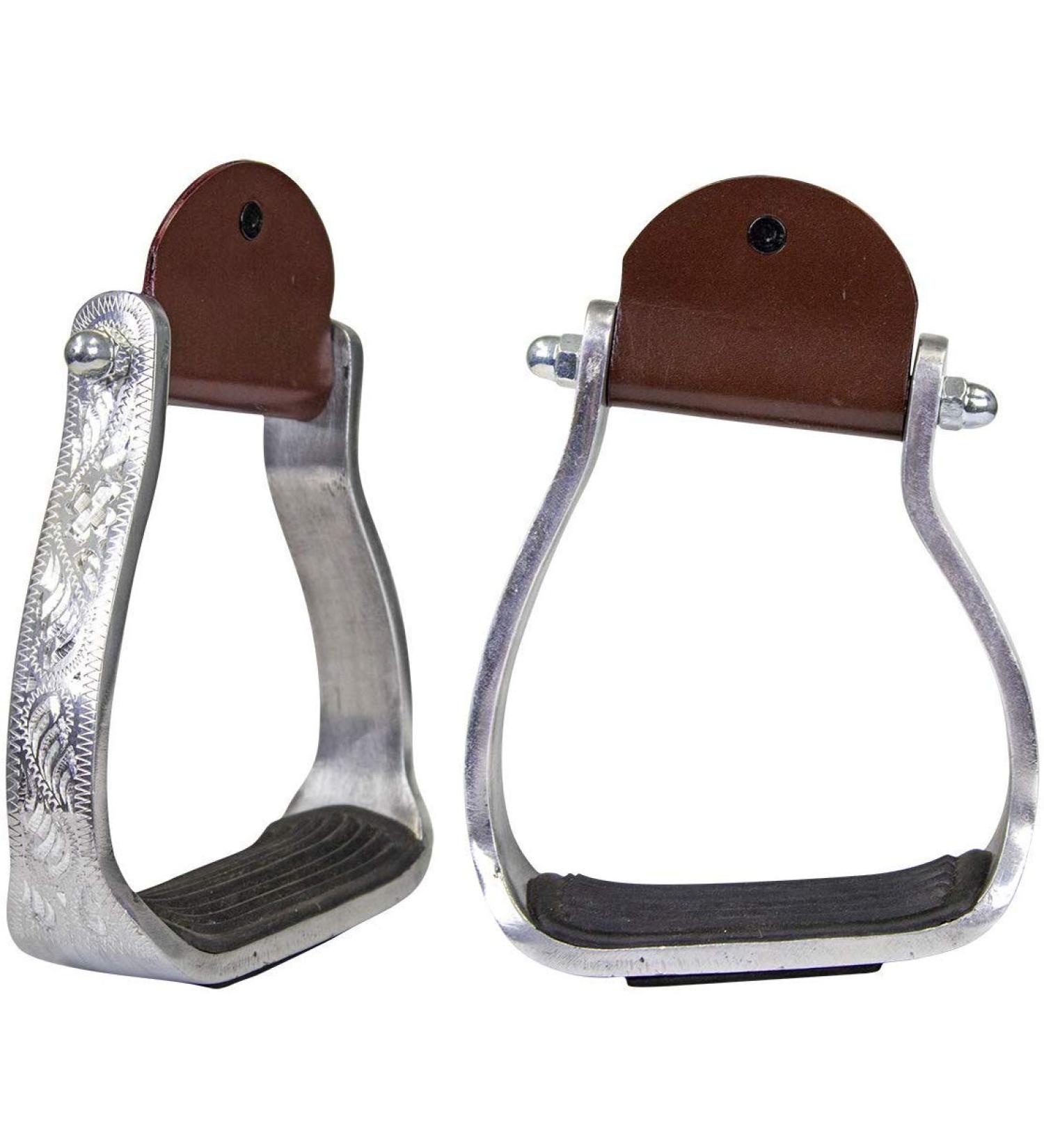 Tahoe Tack Angled Engraved Knee Relief Western Show Stirrups - Comfort and Style for Western Riders - Buy Online on SooperMarket.com