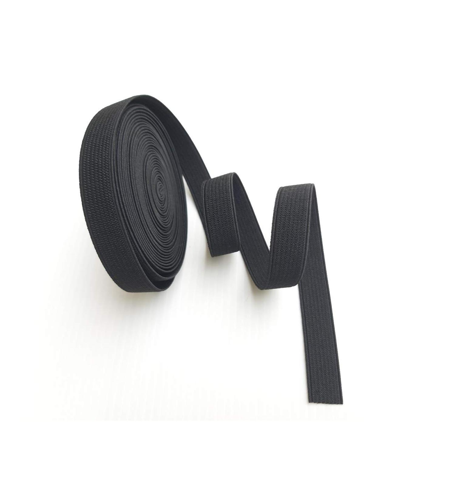 1/2 Inch x 5 Yards Black Flat Elastic Band for Sewing Clothing - DIY Garment Trousers Costumes Craft - Nylon Webbing Elastic Knit Spool - Buy Online on SooperMarket.com