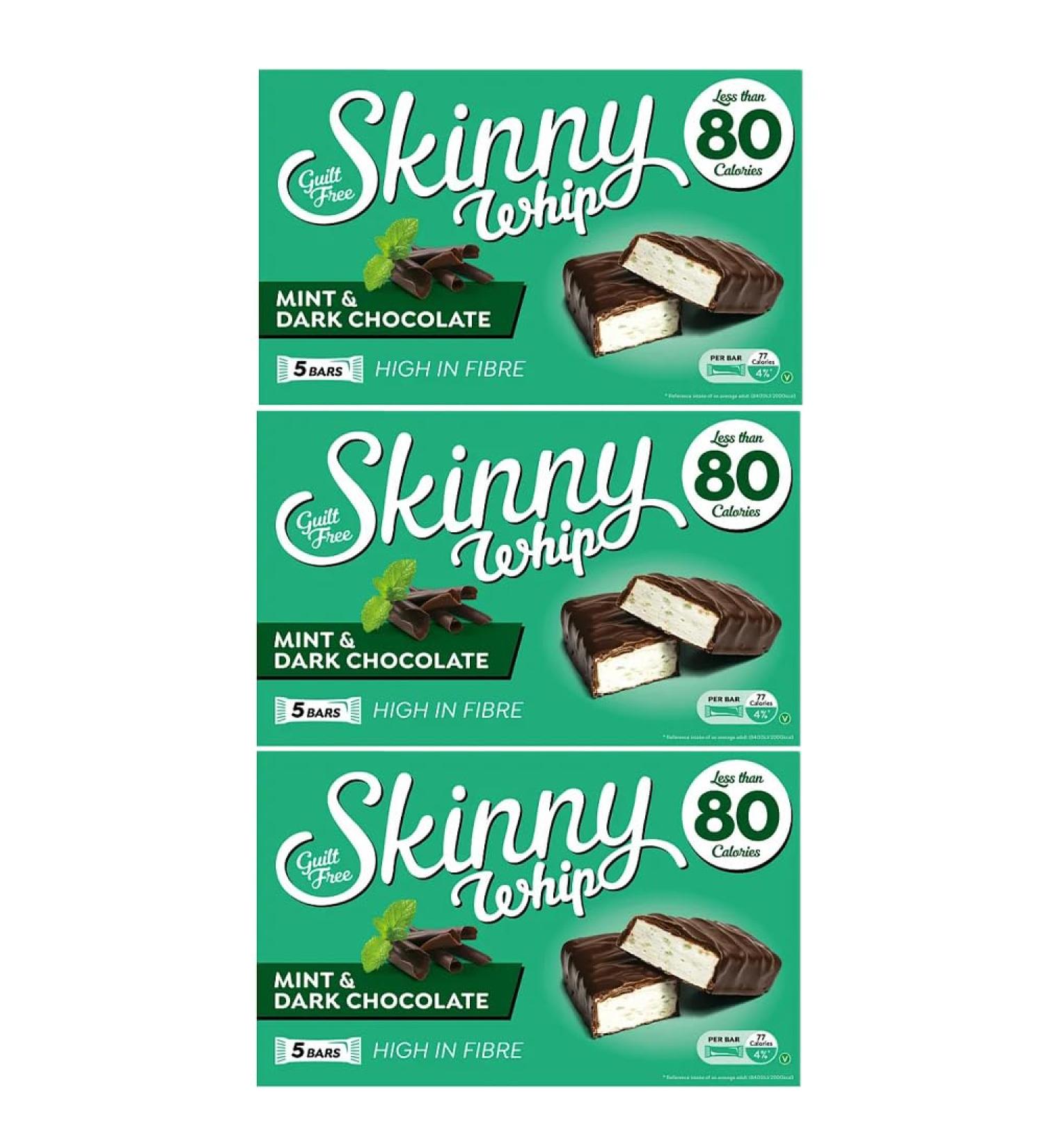 3 x 5pk Mint Nougat Bars Low Calorie Dark Chocolate Sweet Snack Confectionery