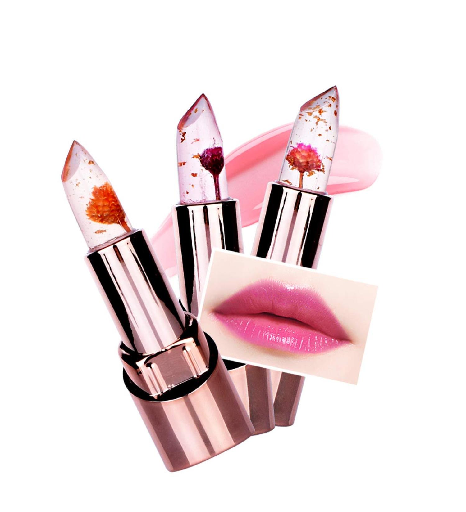Ice Love Flower Jelly Lipstick Set - Color Changing Lip Gloss Gift - 3pcs Moisturizing Lip Balm for Teens Girls and Women - Waterproof Makeup - Buy Online on SooperMarket.com