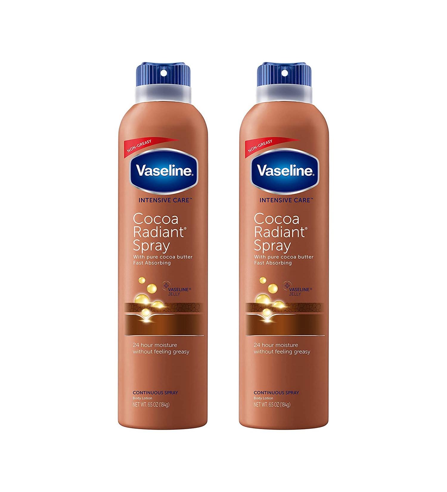 Vaseline Intensive Care Cocoa Radiant Spray Moisturizer - 6.5 oz (Pack of 2) | 24-Hour Hydration | Easy Application - Buy Online on SooperMarket.com