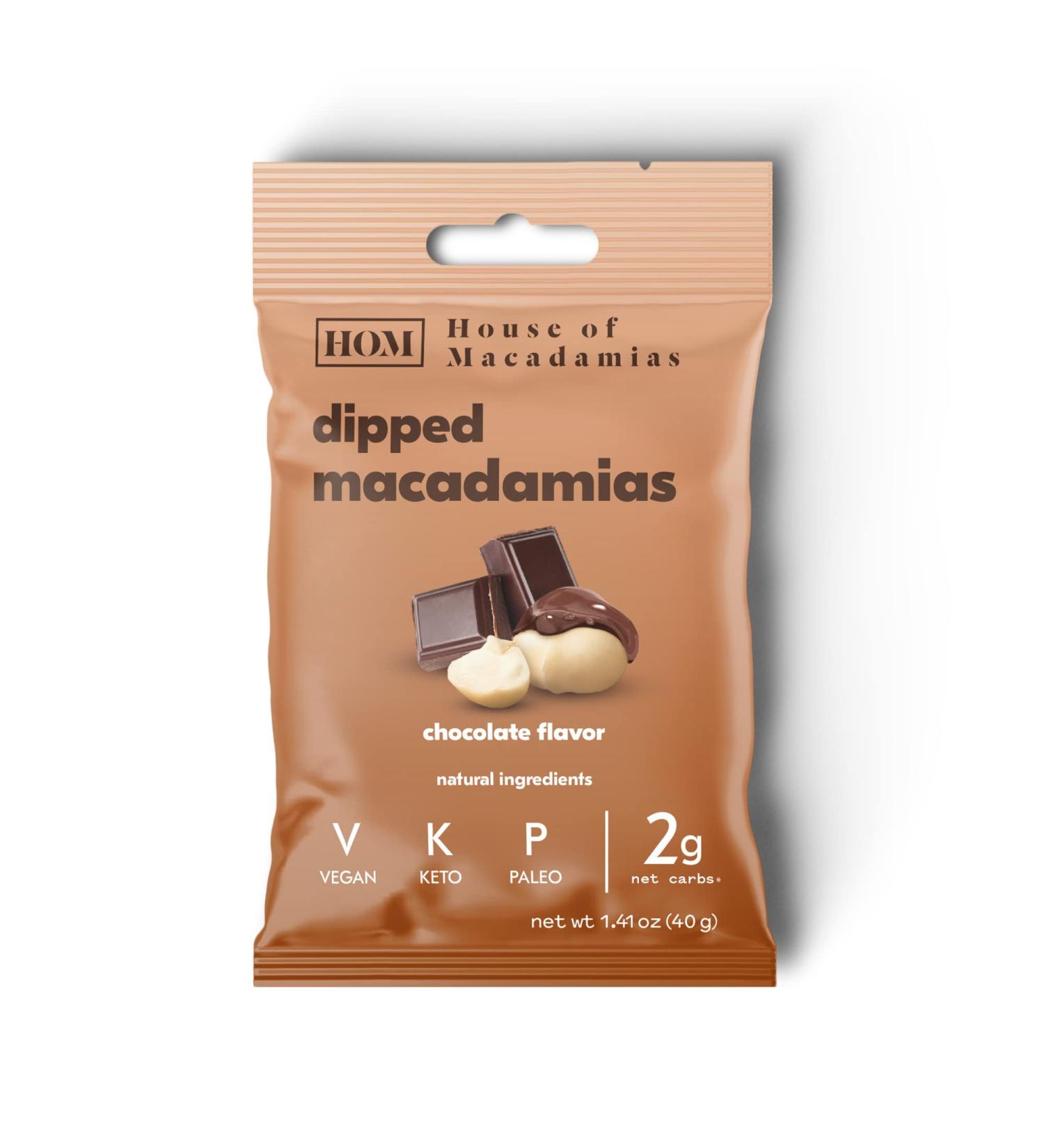 Macadamia Dipped Nuts Chocolate 12 x 1.41oz - Keto Vegan Paleo Gluten-Free Sugar-Free - Buy Online on SooperMarket.com