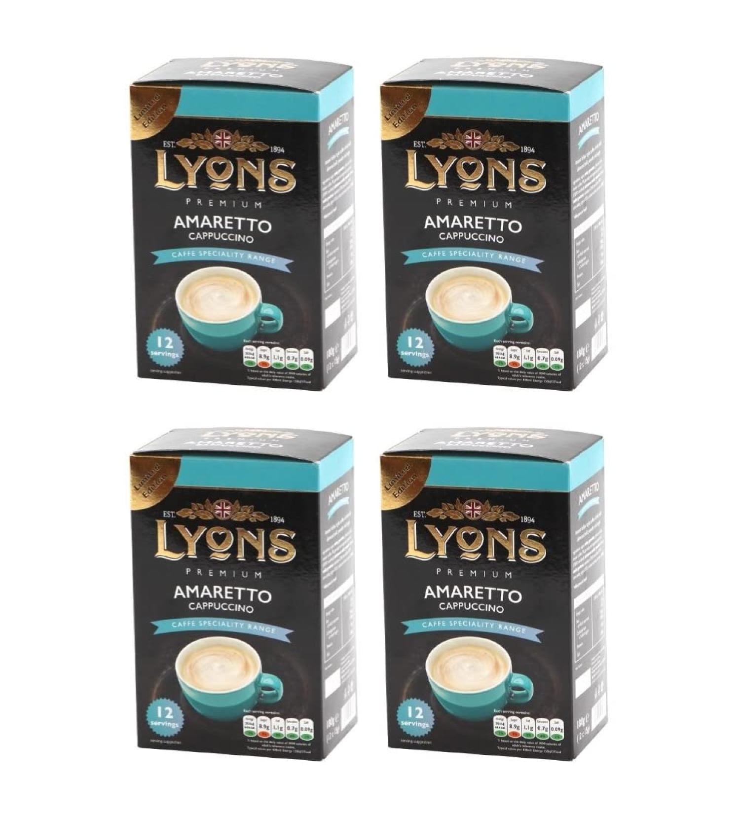 Lyons Premium Instant Coffee Bag Sachets + FabFinds Assorted Gift Mug (Amaretto Cappuccino 4X 12Sachets) 720.0 gram Pack of 1 - Buy Online on SooperMarket.com