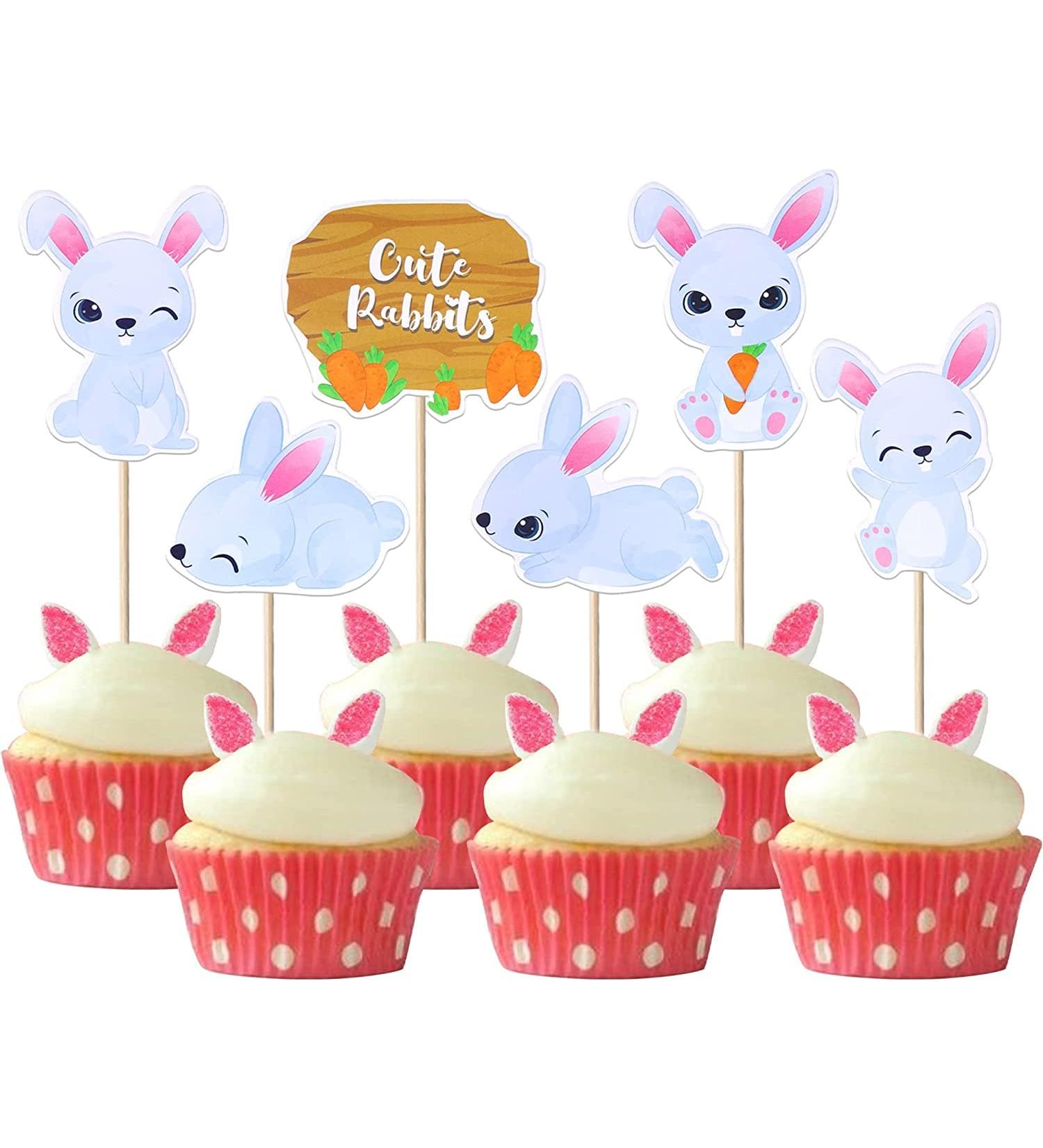 Easter Bunny Cake Decoration Set - 36 Rabbit Cupcake Picks & Kids Birthday Party Decor - Buy Online on SooperMarket.com