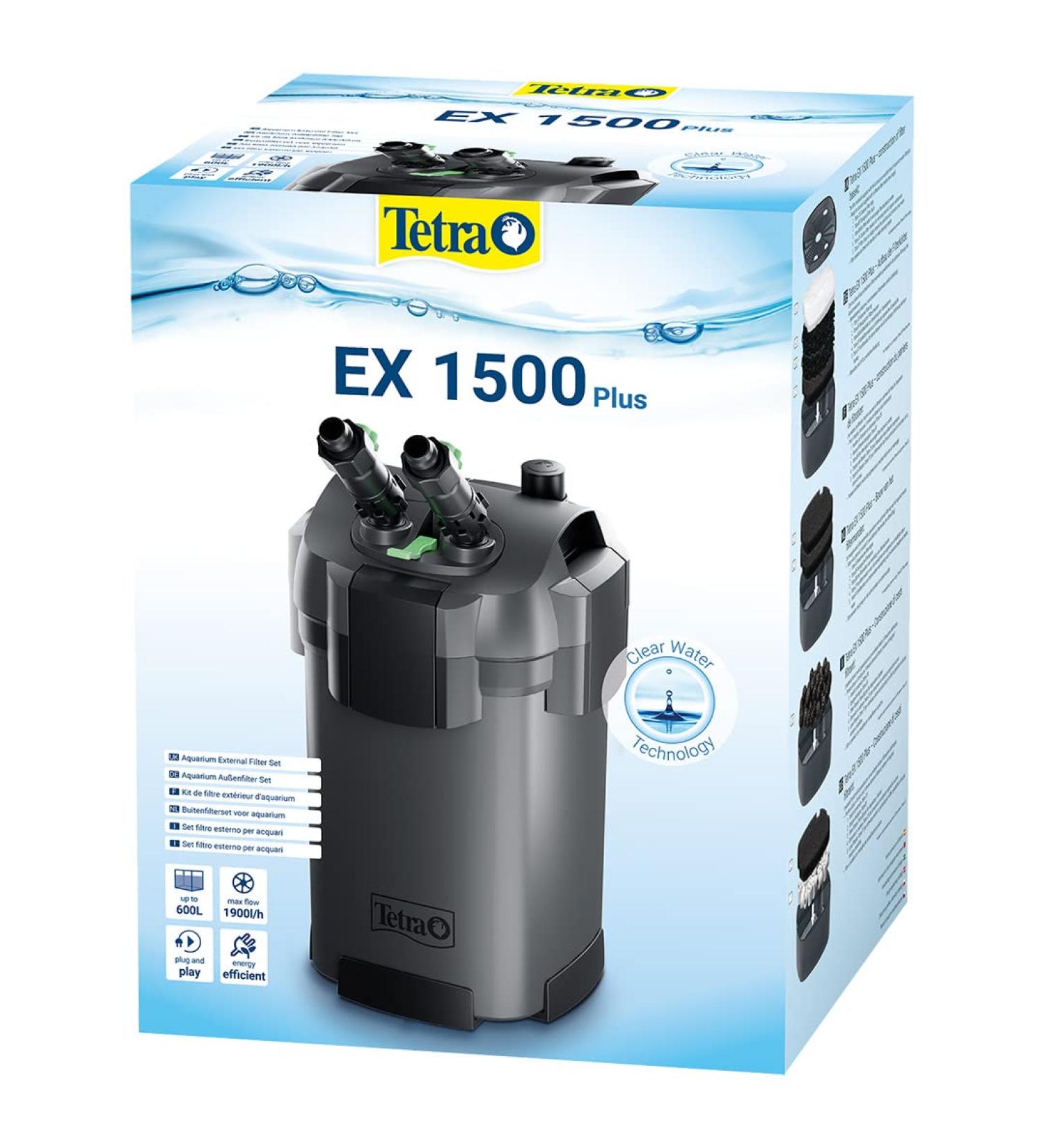 Tetra aquarium external filter ex 1500 plus - powerful filter for aquariums up to 600 l creates crystal clear fish -friendly water indoor area